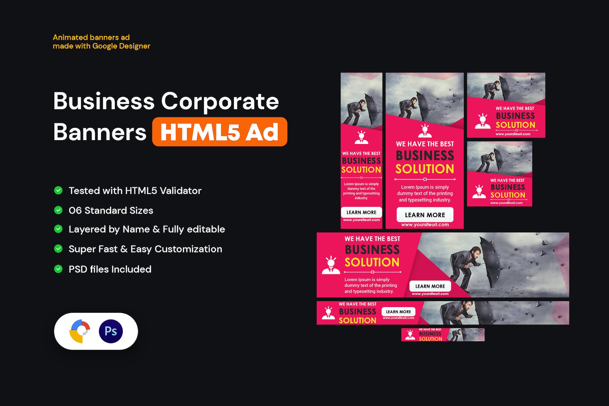 Multipurpose, Business Banners HTML5