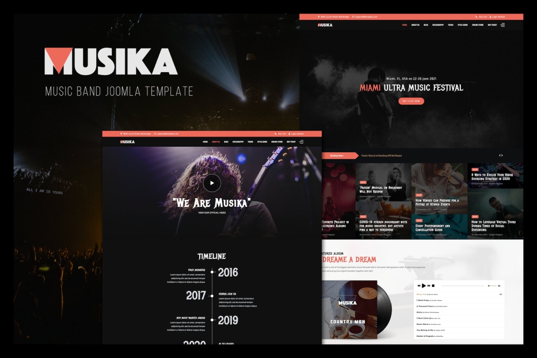 Musika - Music Festival & Band Joomla 4 Template