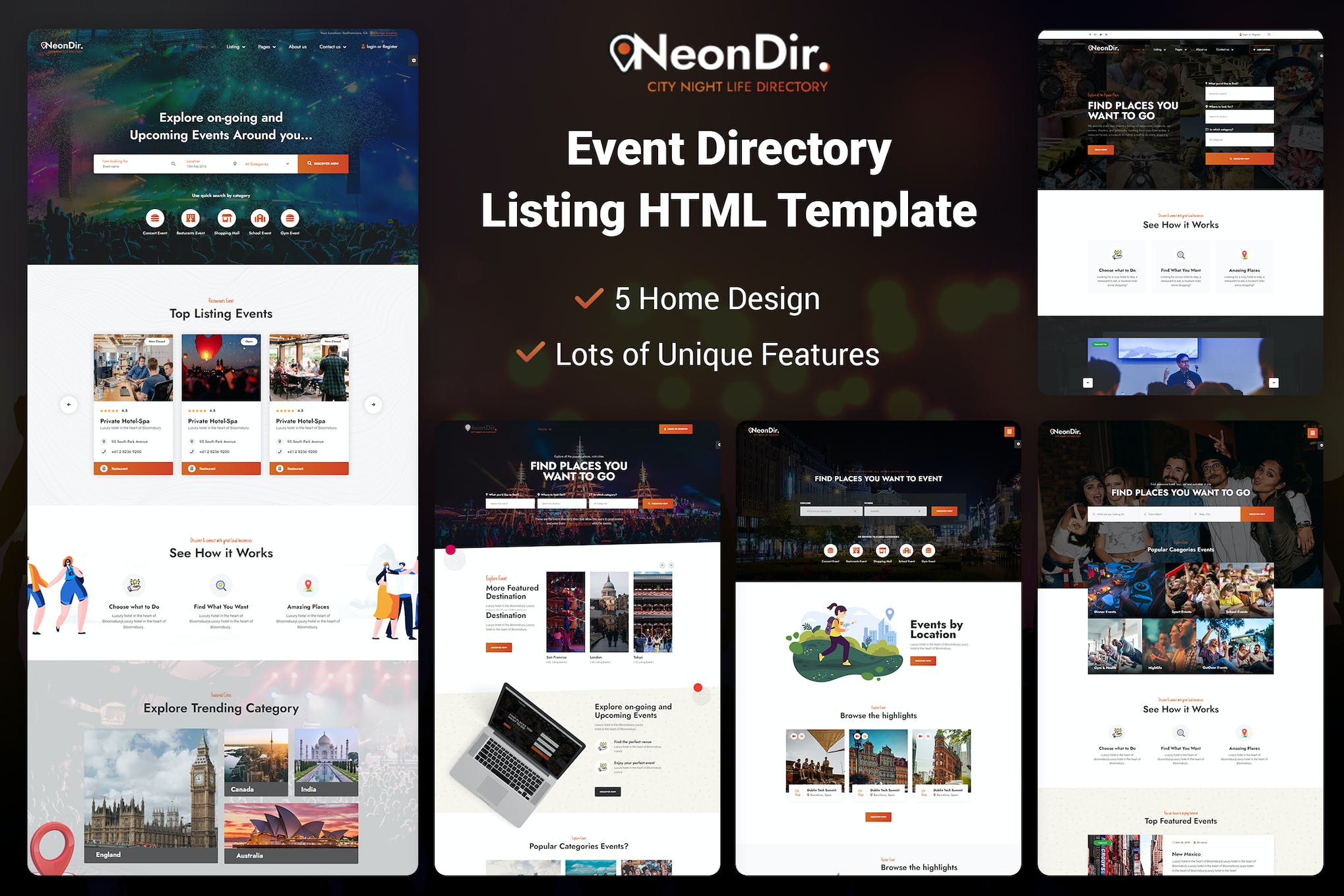 NeonDir – Event Directory Listing HTML Template