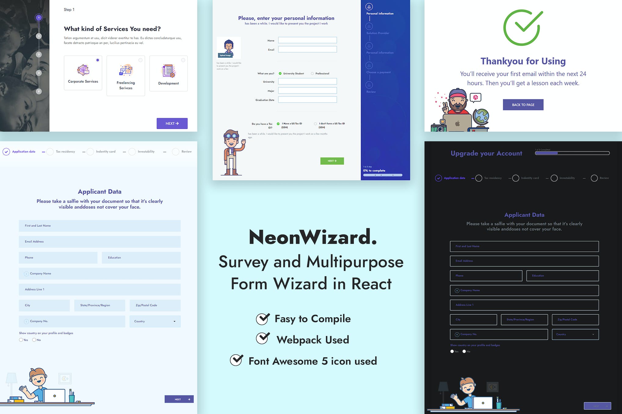 NeonWizard – React JS Questionnaire Multistep Form