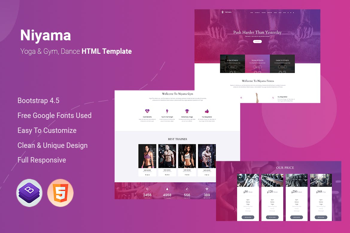 Niyama – Yoga & Gym, Dance HTML5 Template