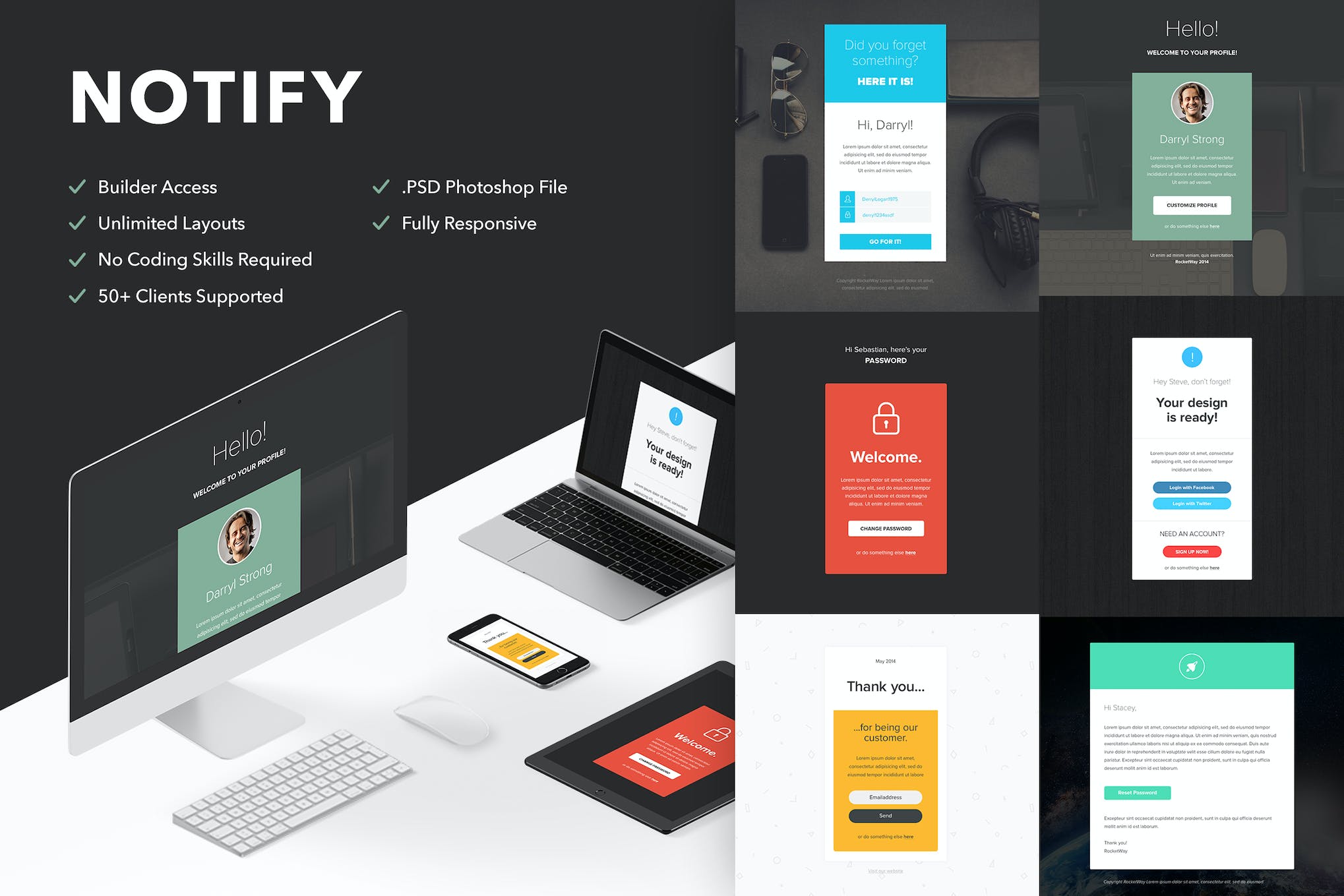 Notify – 6 Emails + Themebuilder Access