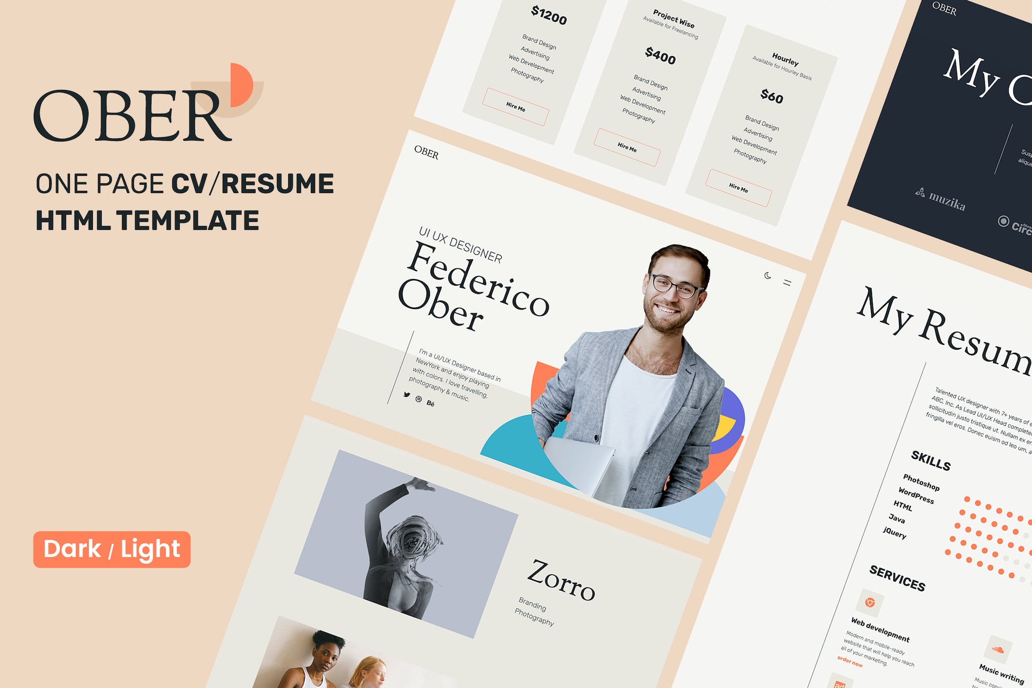 OBER – One Page CV/Resume Template