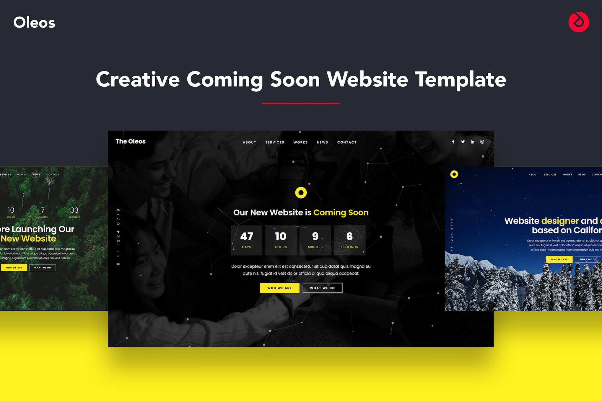 Oleos – Creative Coming Soon Website Template