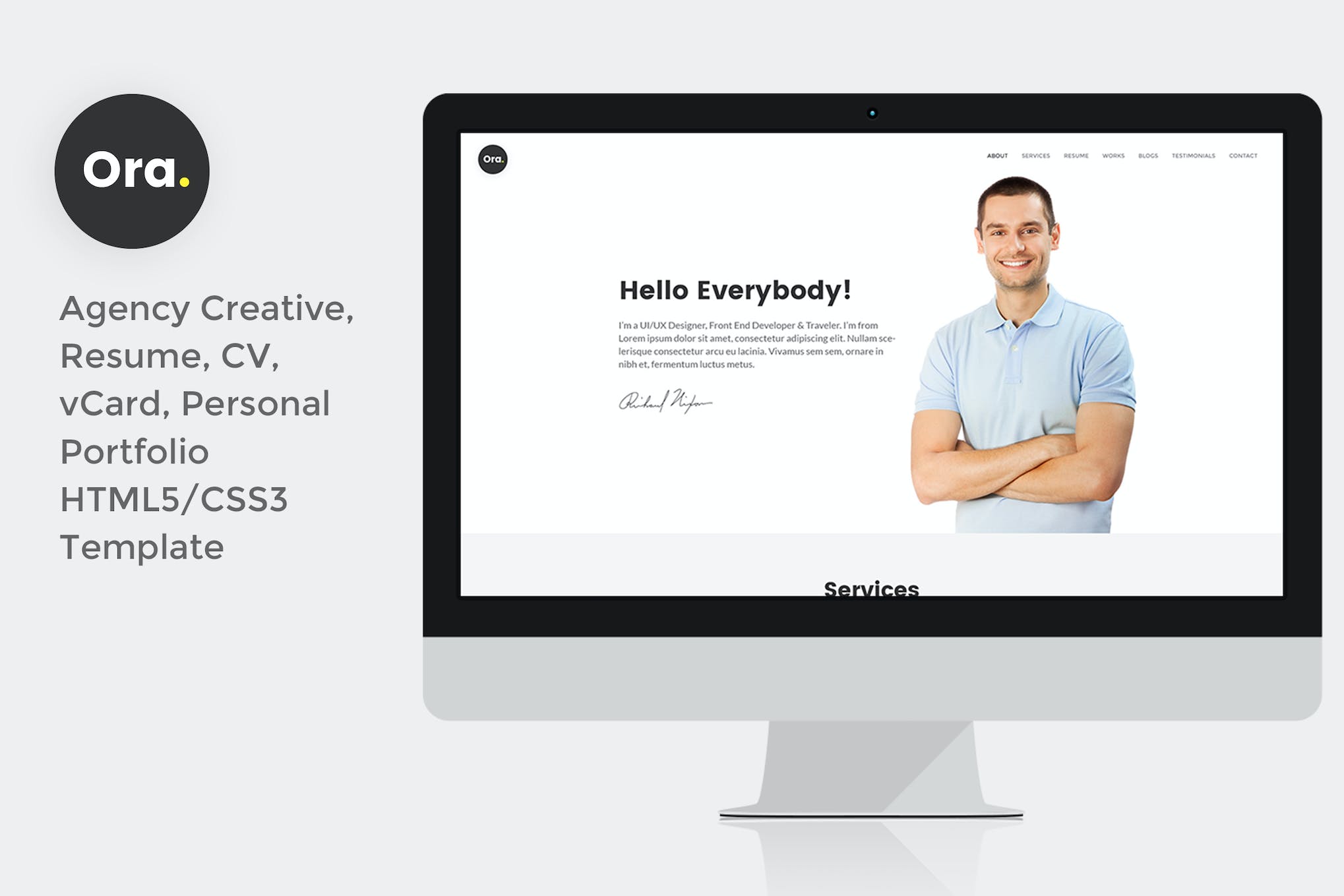 Ora Resume vCard Personal Portfolio HTML5 Template