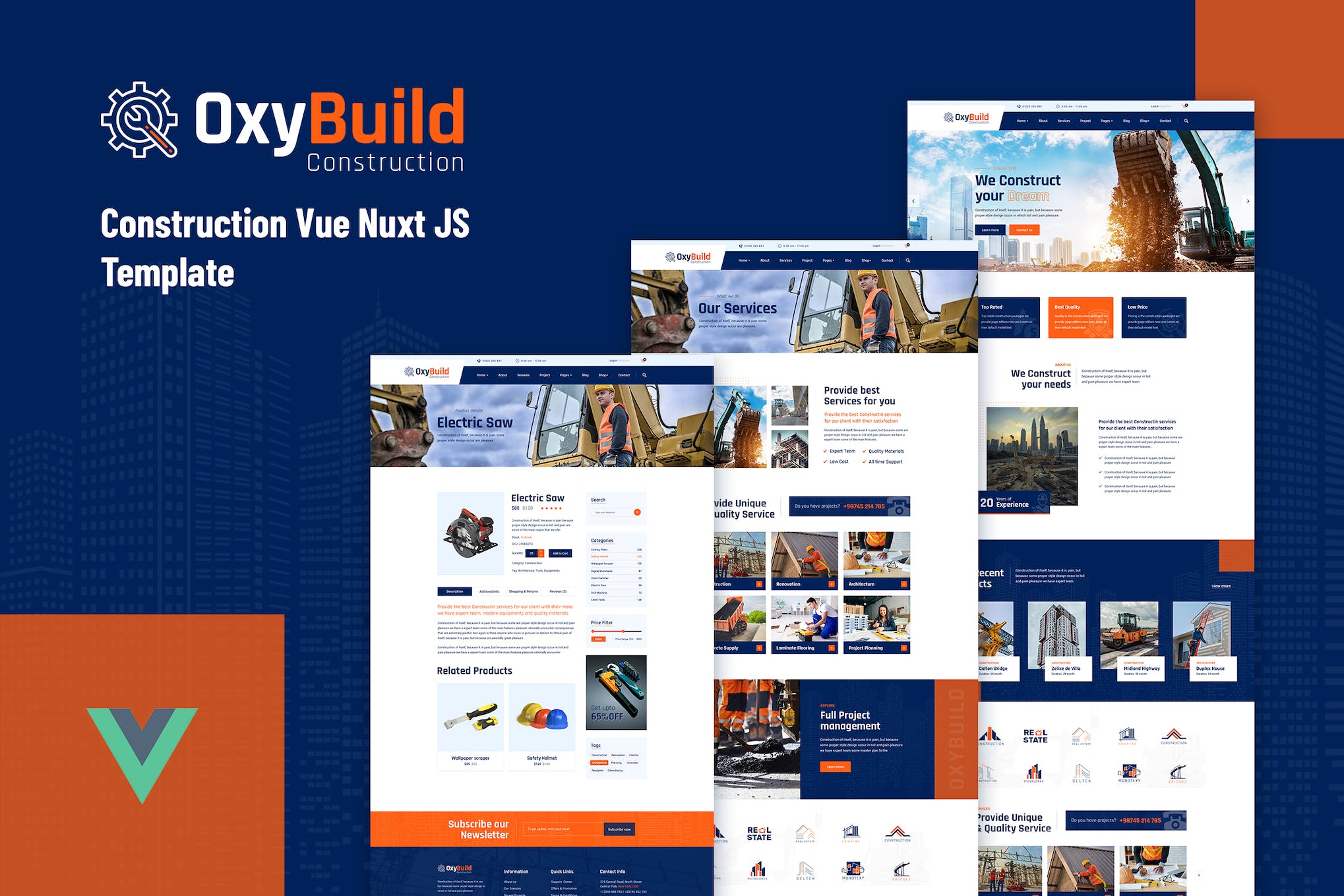 OxyBuild – Construction Vue Nuxt JS Template