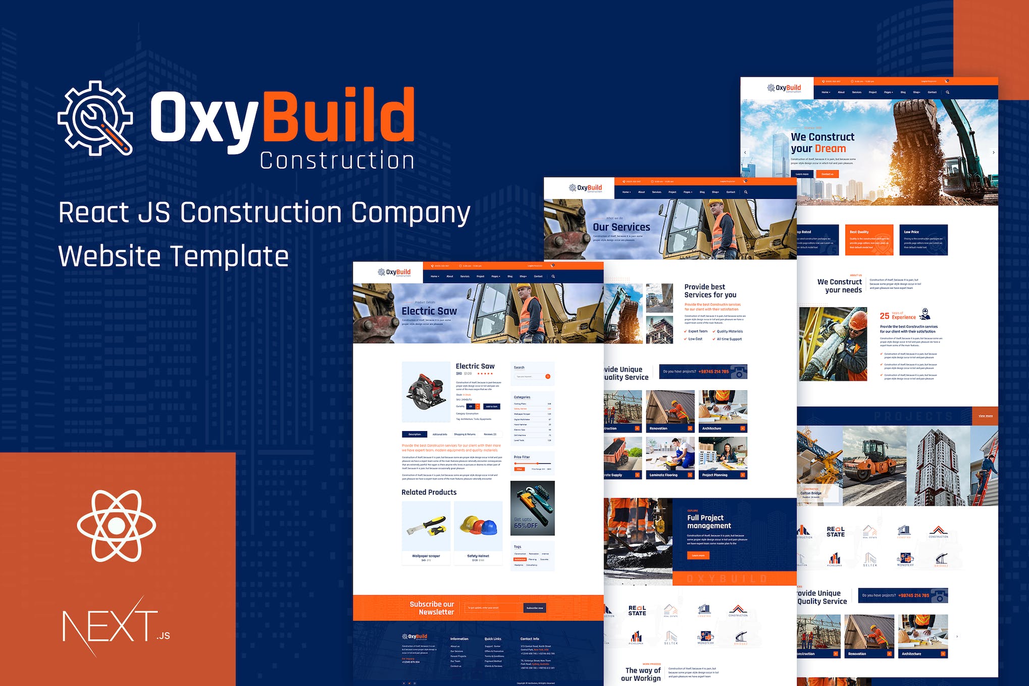 Oxybuild – React Construction Template with Next J