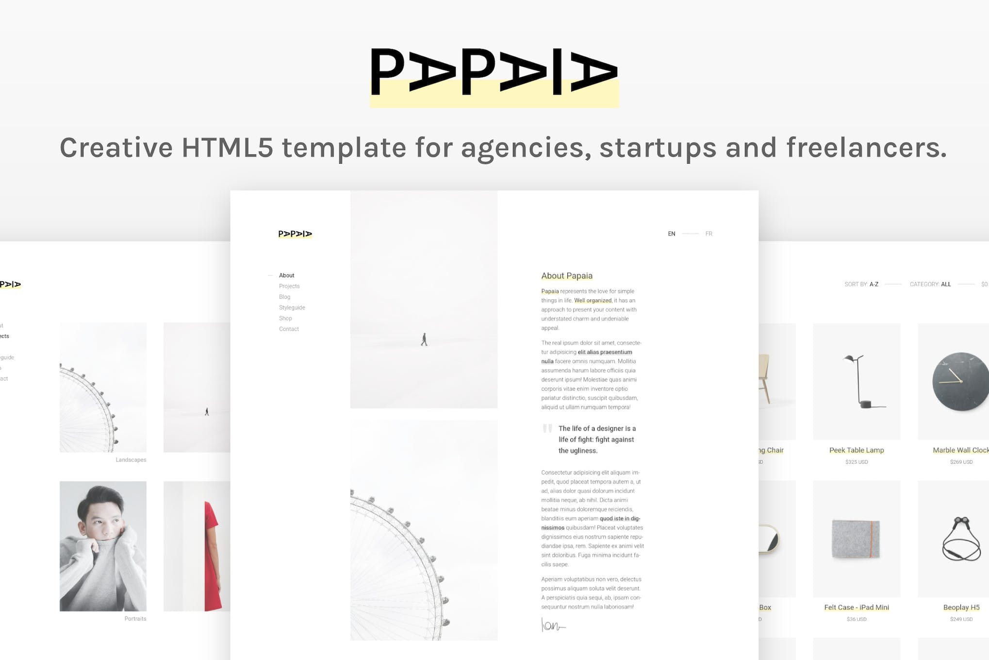 Papaia – Creative & Minimal HTML Site Template