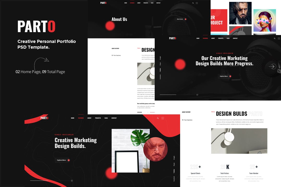 Parto – Creative Personal Portfolio PSD Template