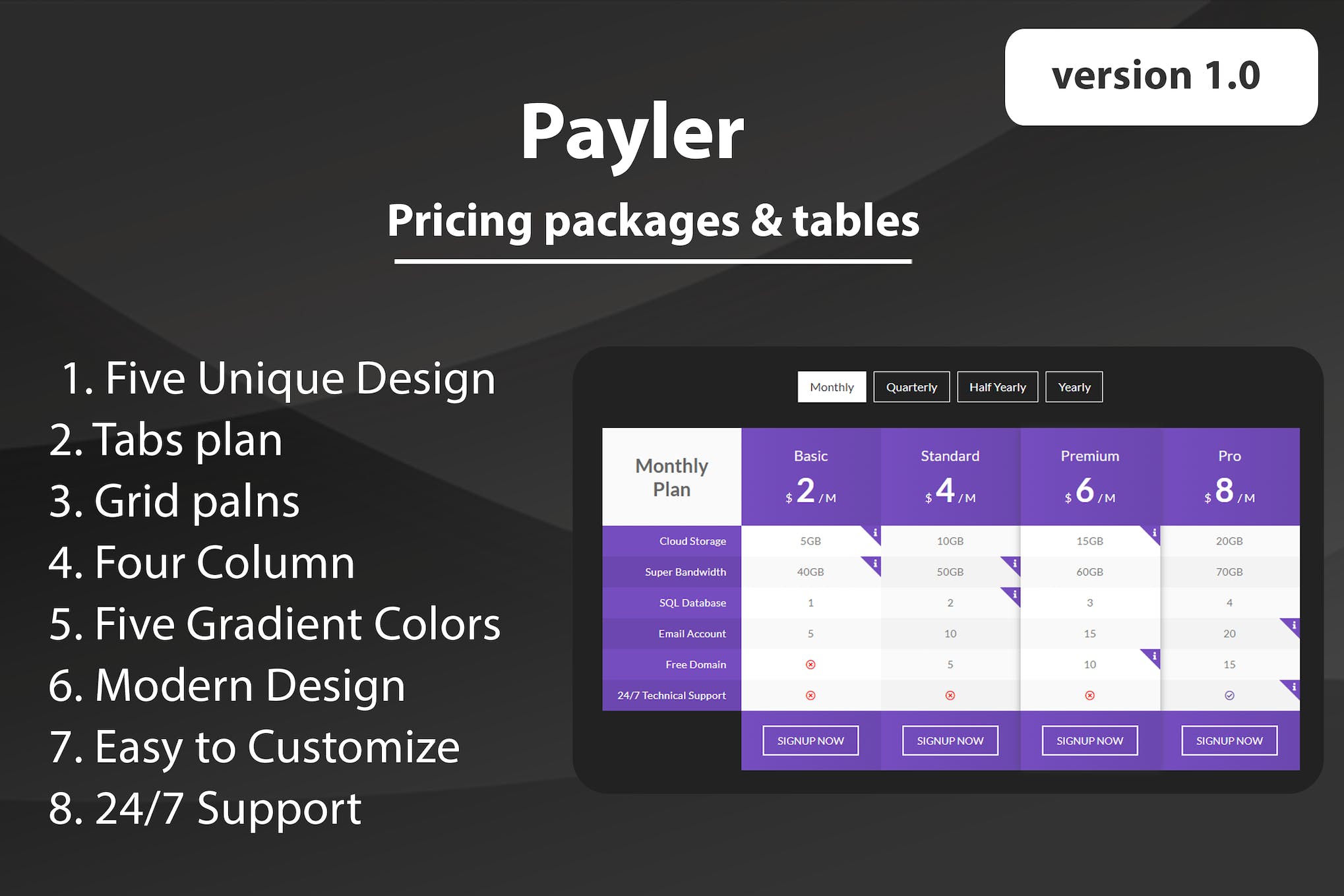 Payler – HTML Pricing Packages & Tables