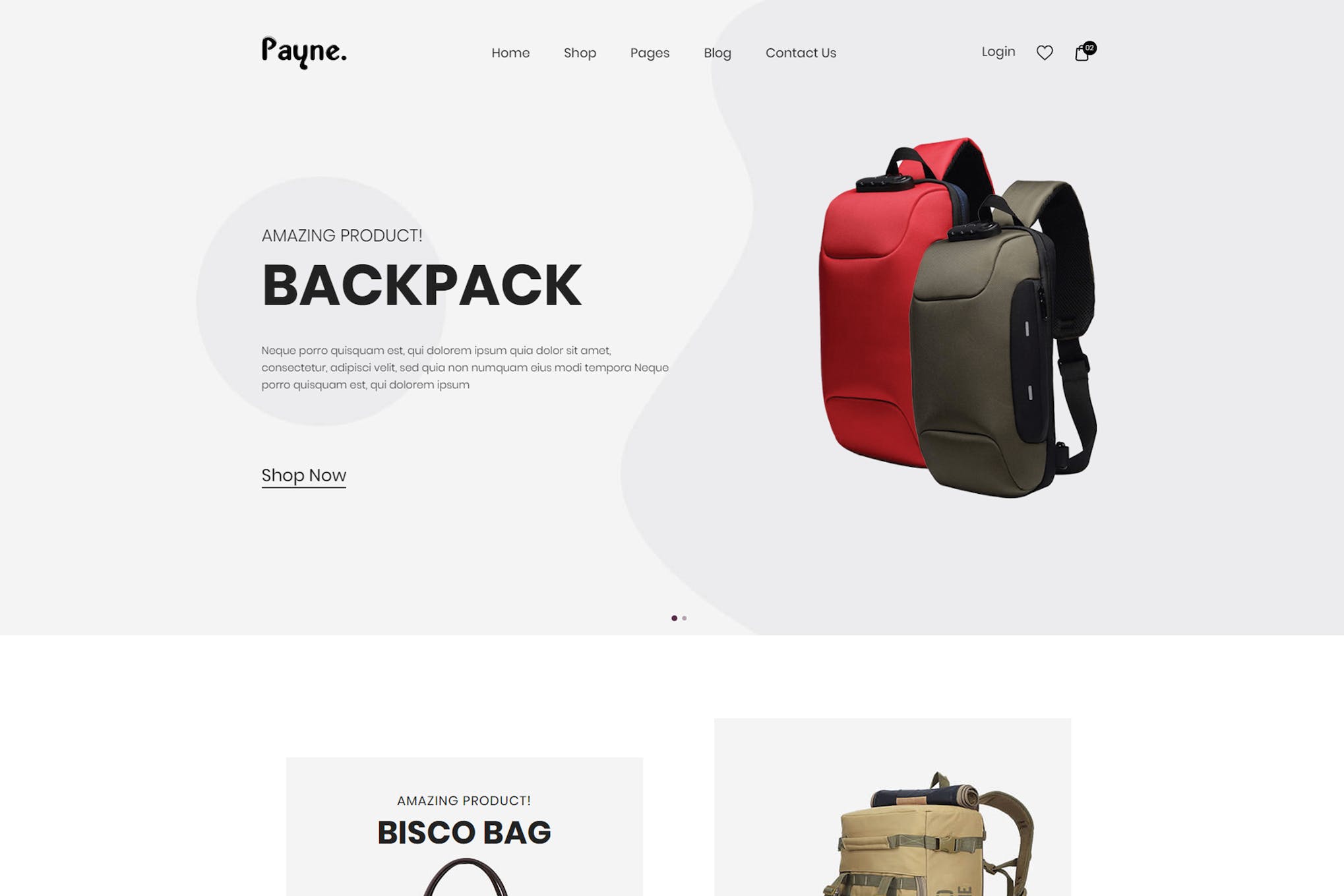 Payne – Backpack eCommerce HTML Template