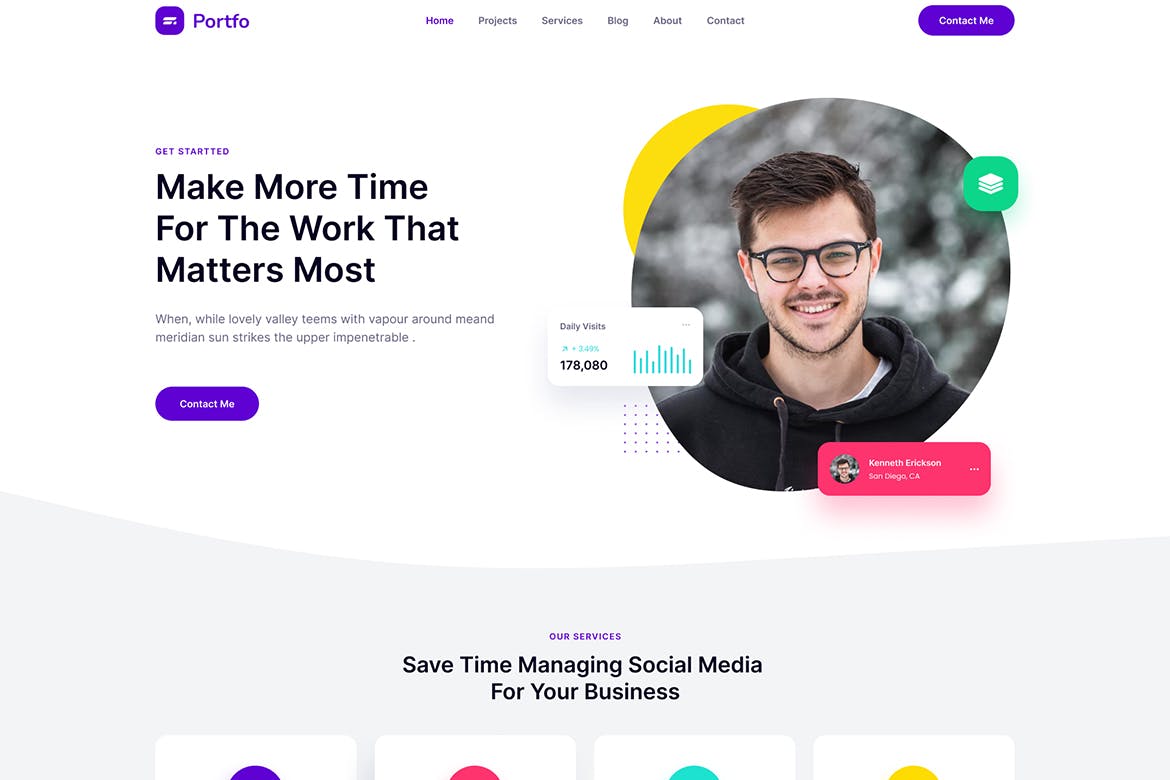 Portfo – Personal Portfolio One Page HTML Template