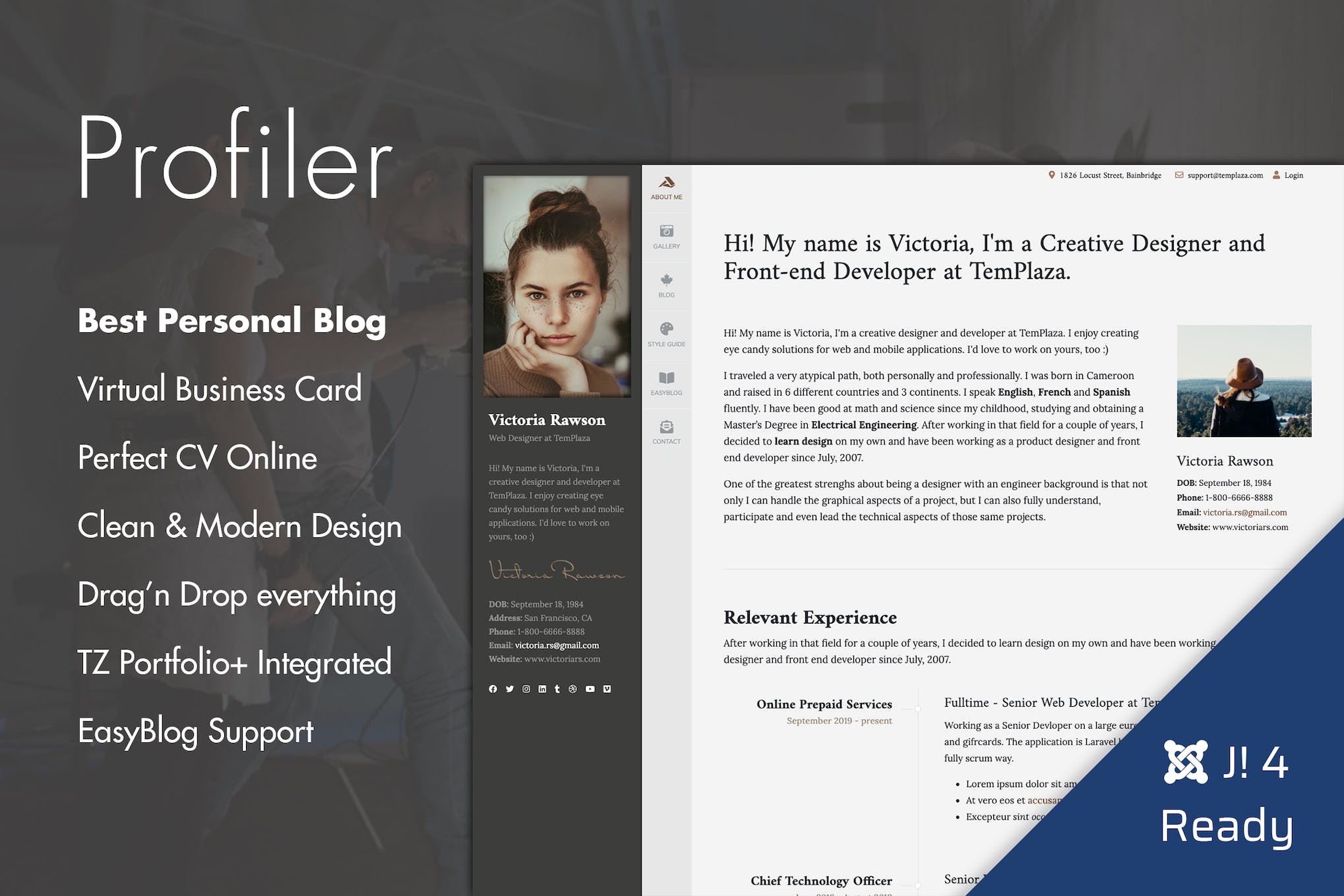 Profiler – Personal Blog Joomla 4 Template