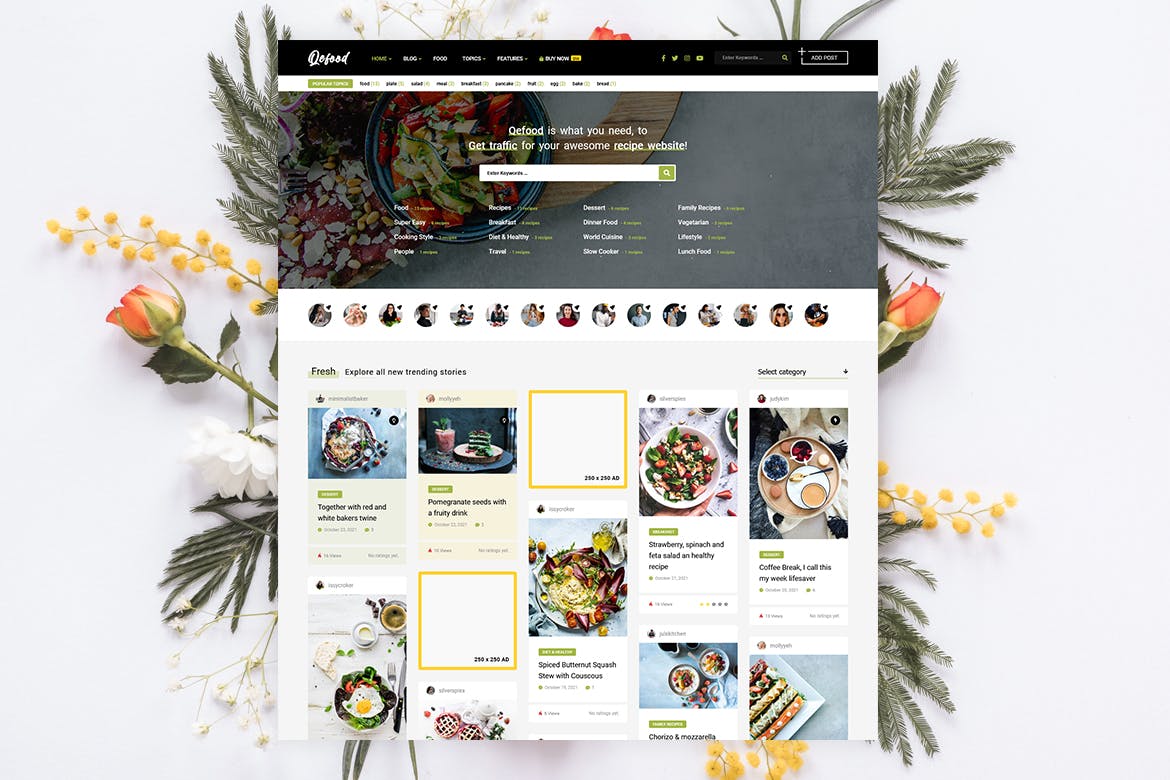 Qefood – Community Recipes Sharing HTML Template