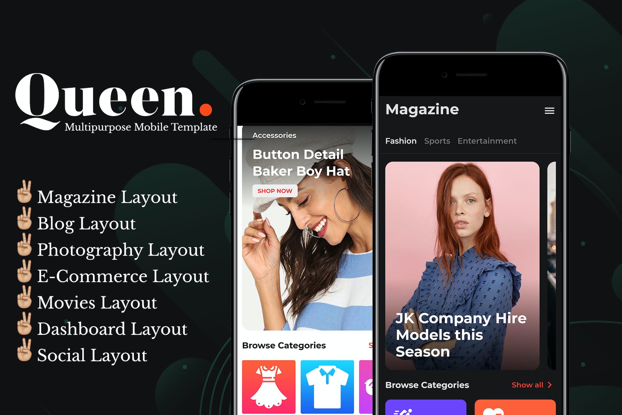 Queen – Multiconcept HTML Mobile App Template