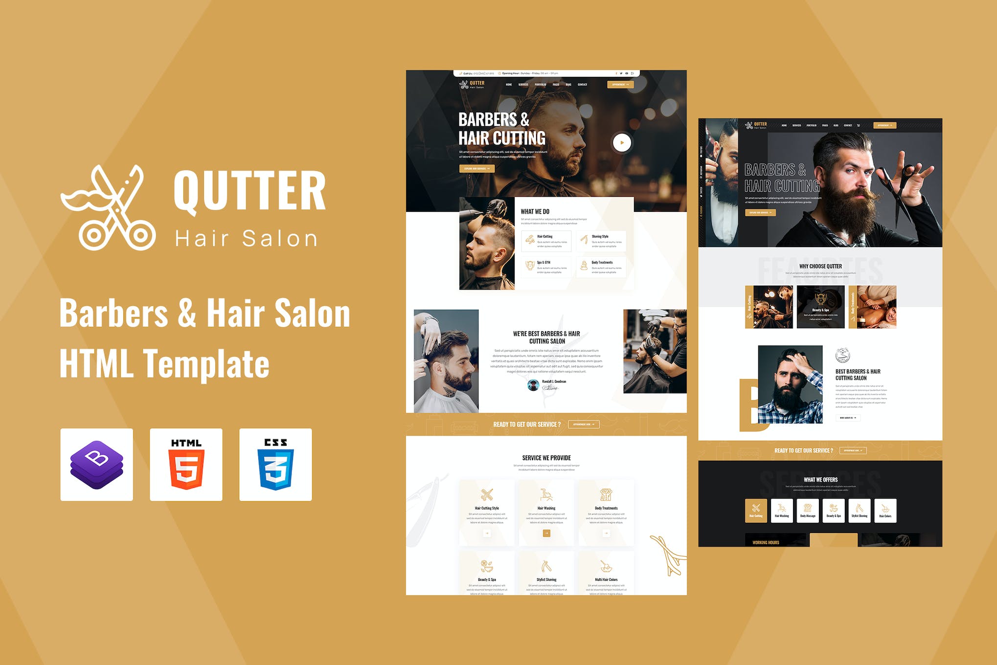 Qutter – Barbers & Hair Salons HTML Template