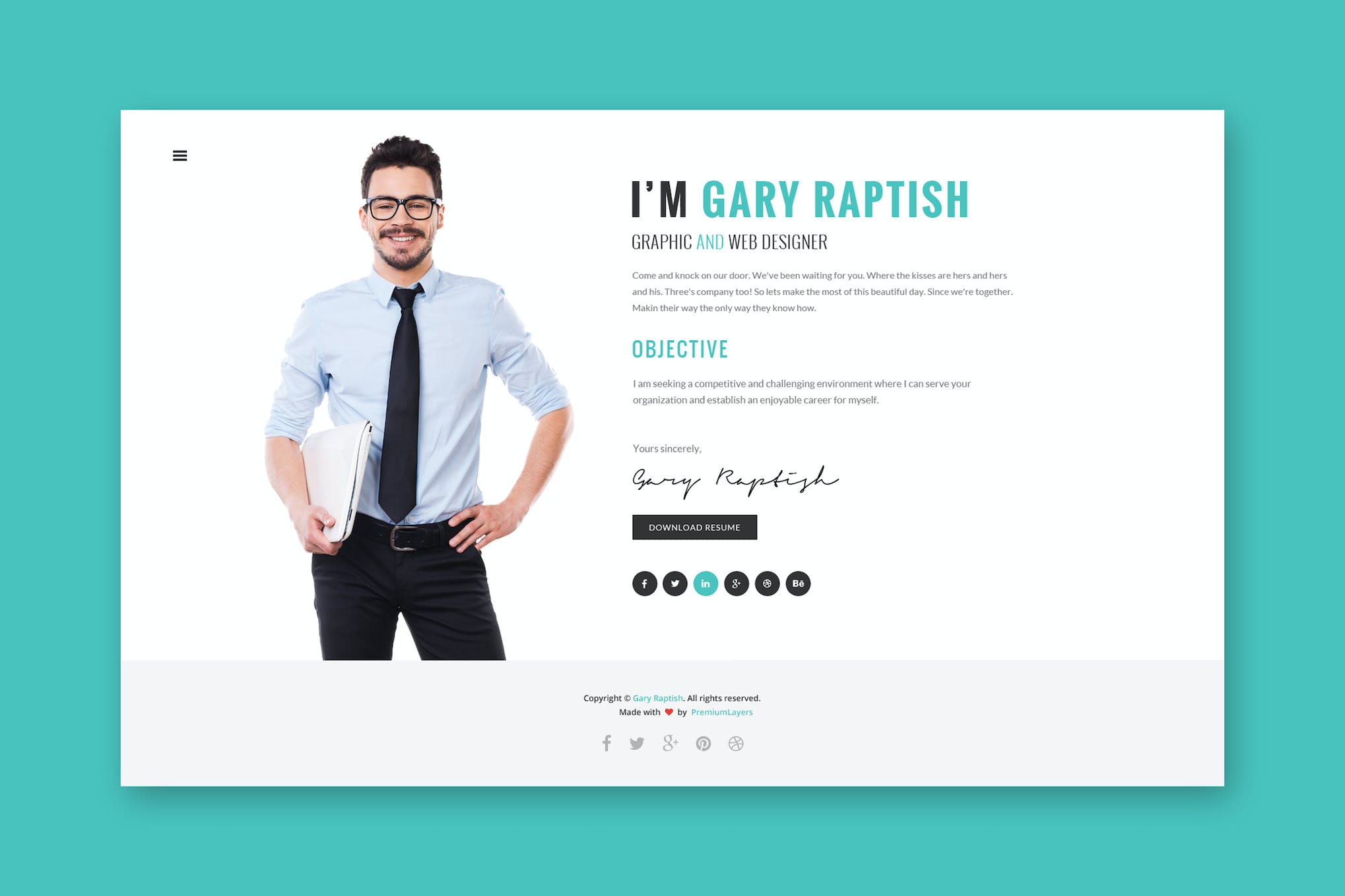 Raptish – Premium vCard/Resume HTML Template