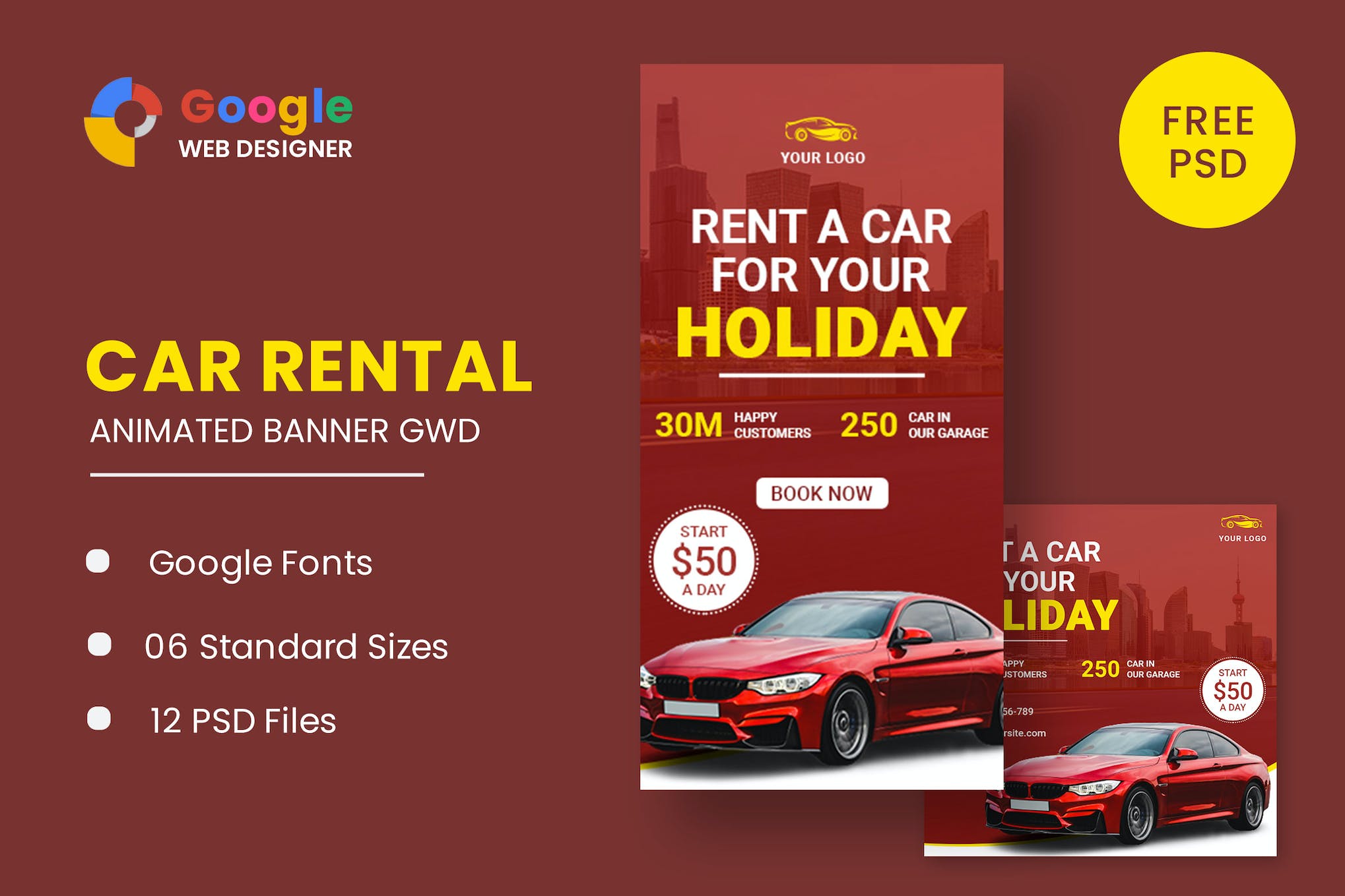 Rent Car Banner HTML5 Banner Ads GWD