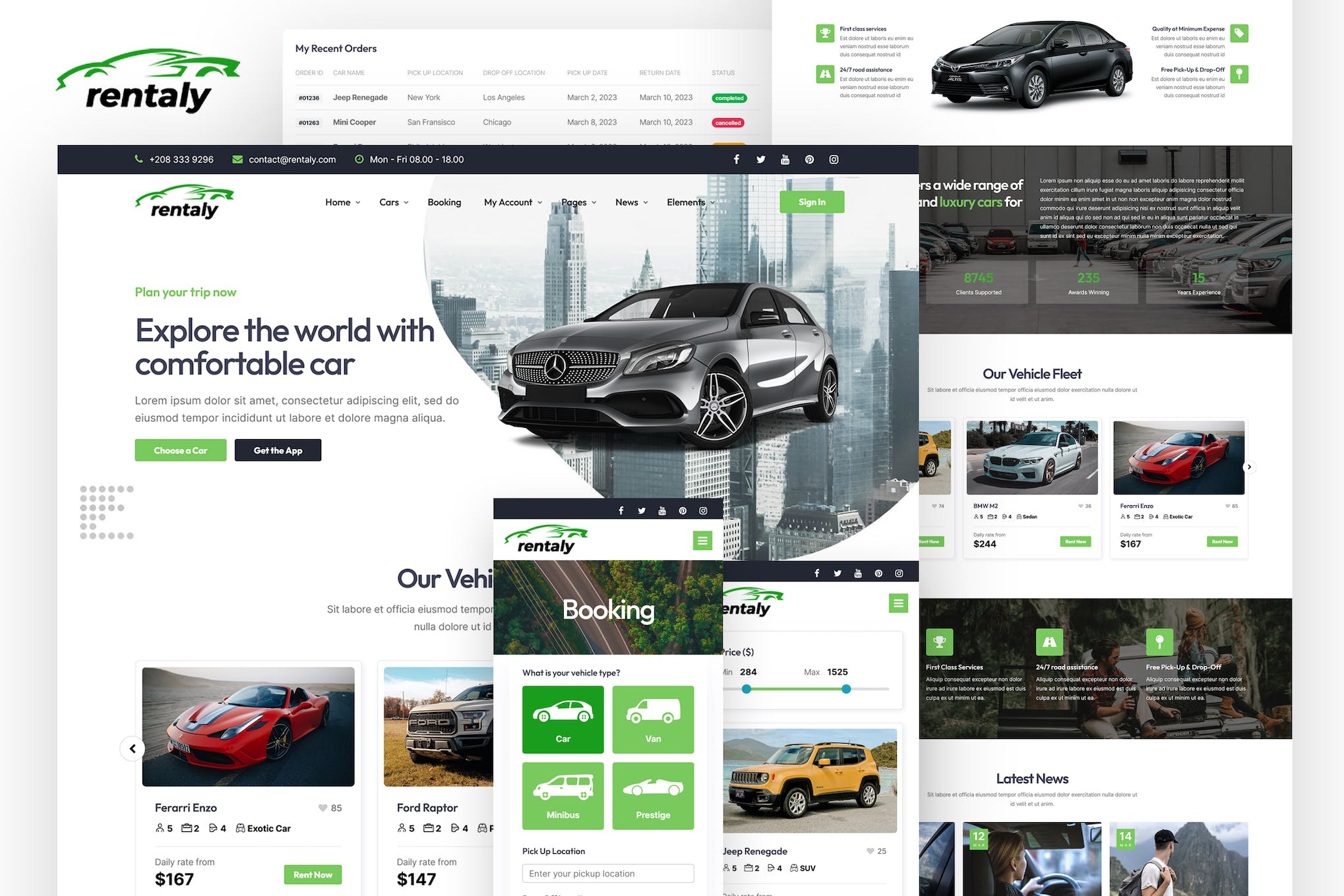 Rentaly – Car Rental Website Template with RTL