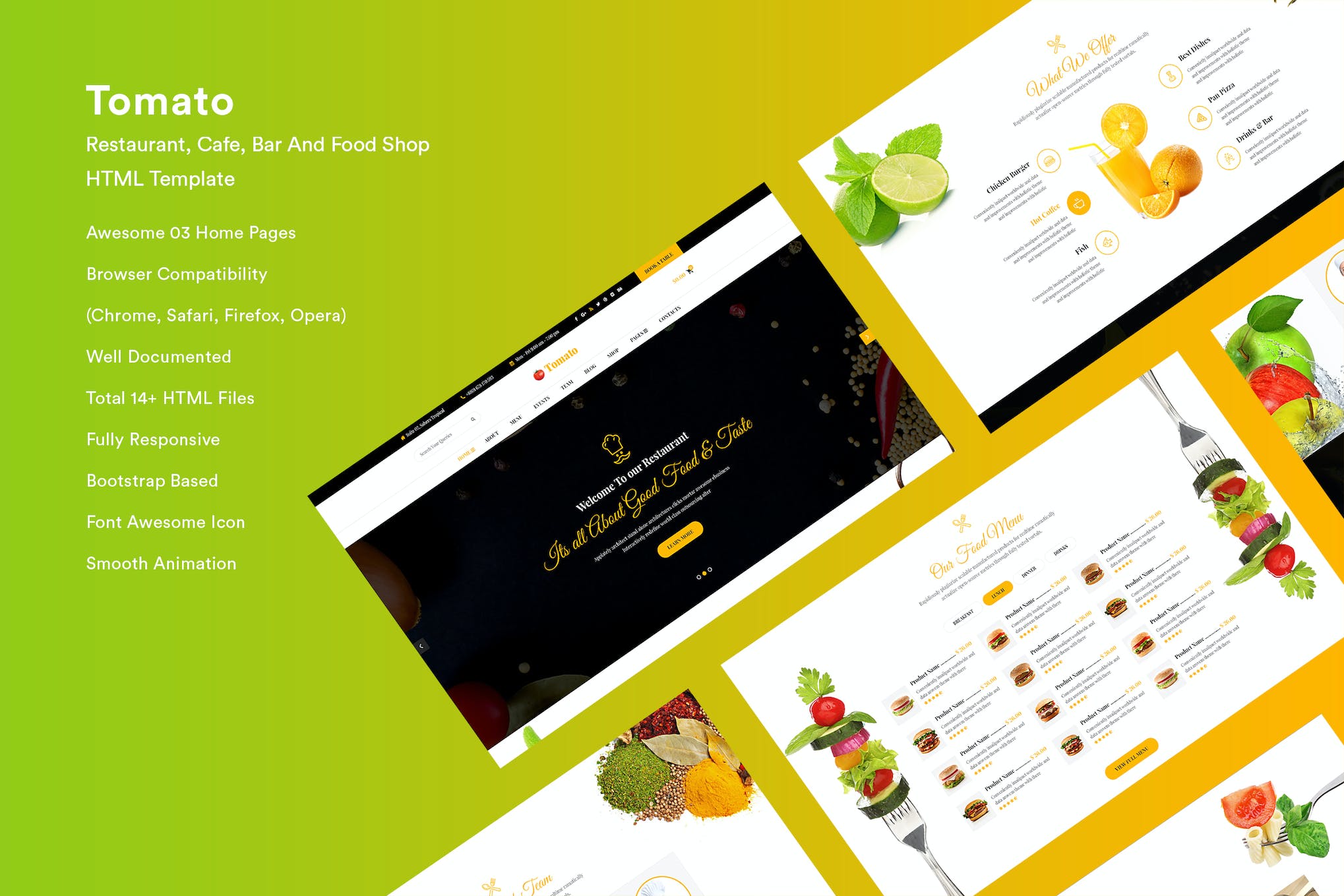 Restaurant, Cafe, Bar And Food shop HTML Template