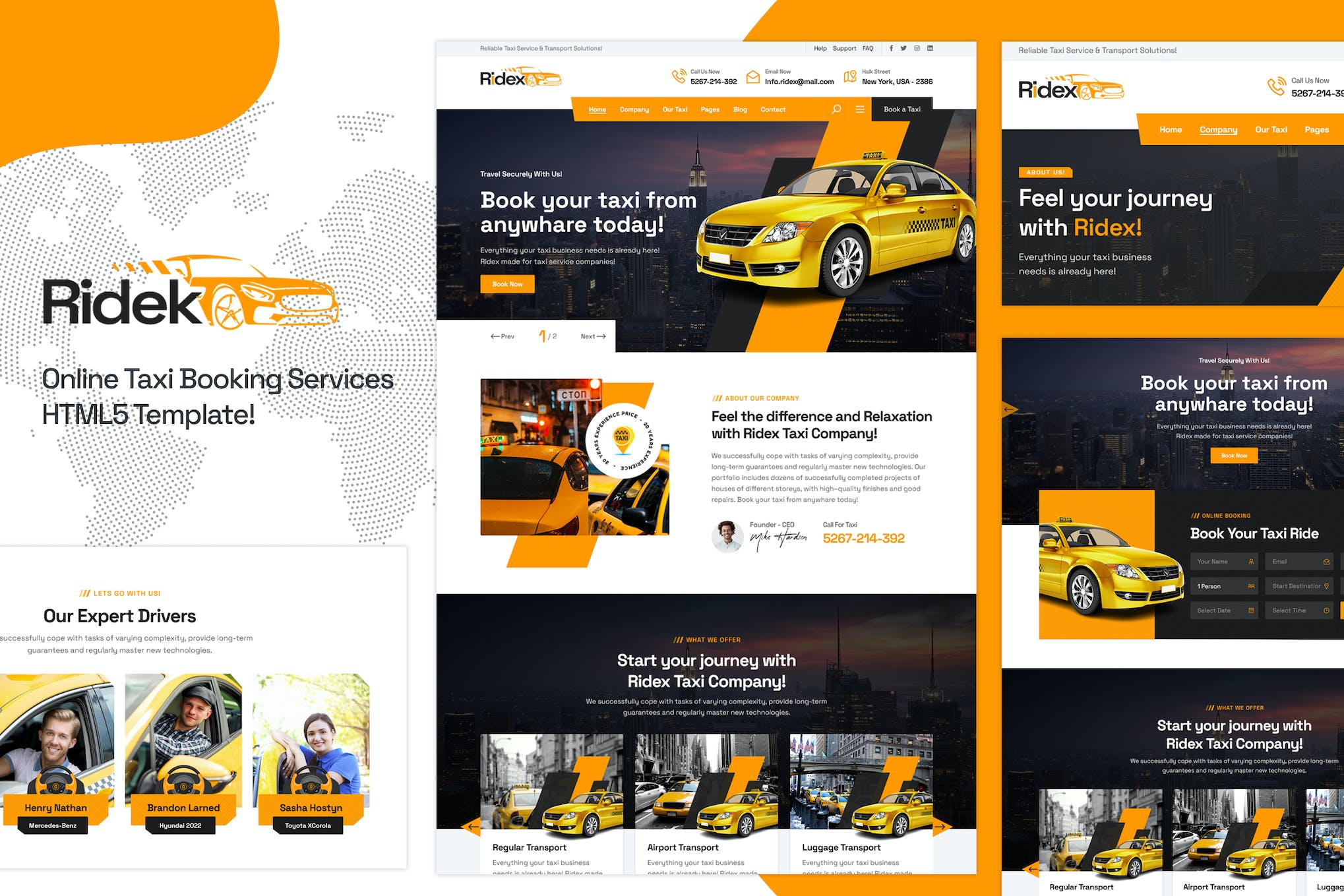 Ridek – Online Taxi Booking Service HTML5 Template