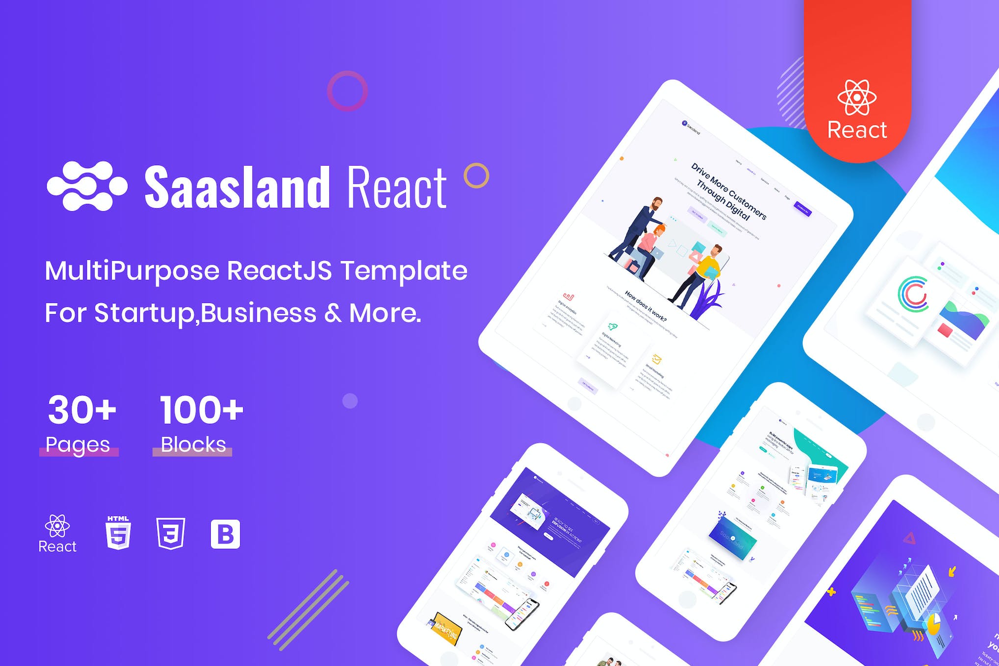 Saasland – MultiPurpose React Template For Startup
