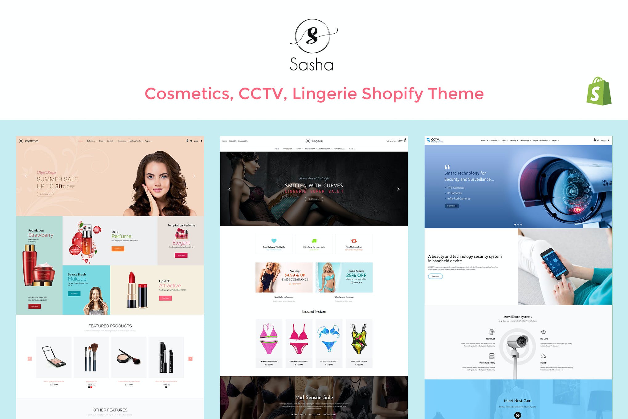 Sasha – Cosmetics, CCTV, lingerie Shopify Theme