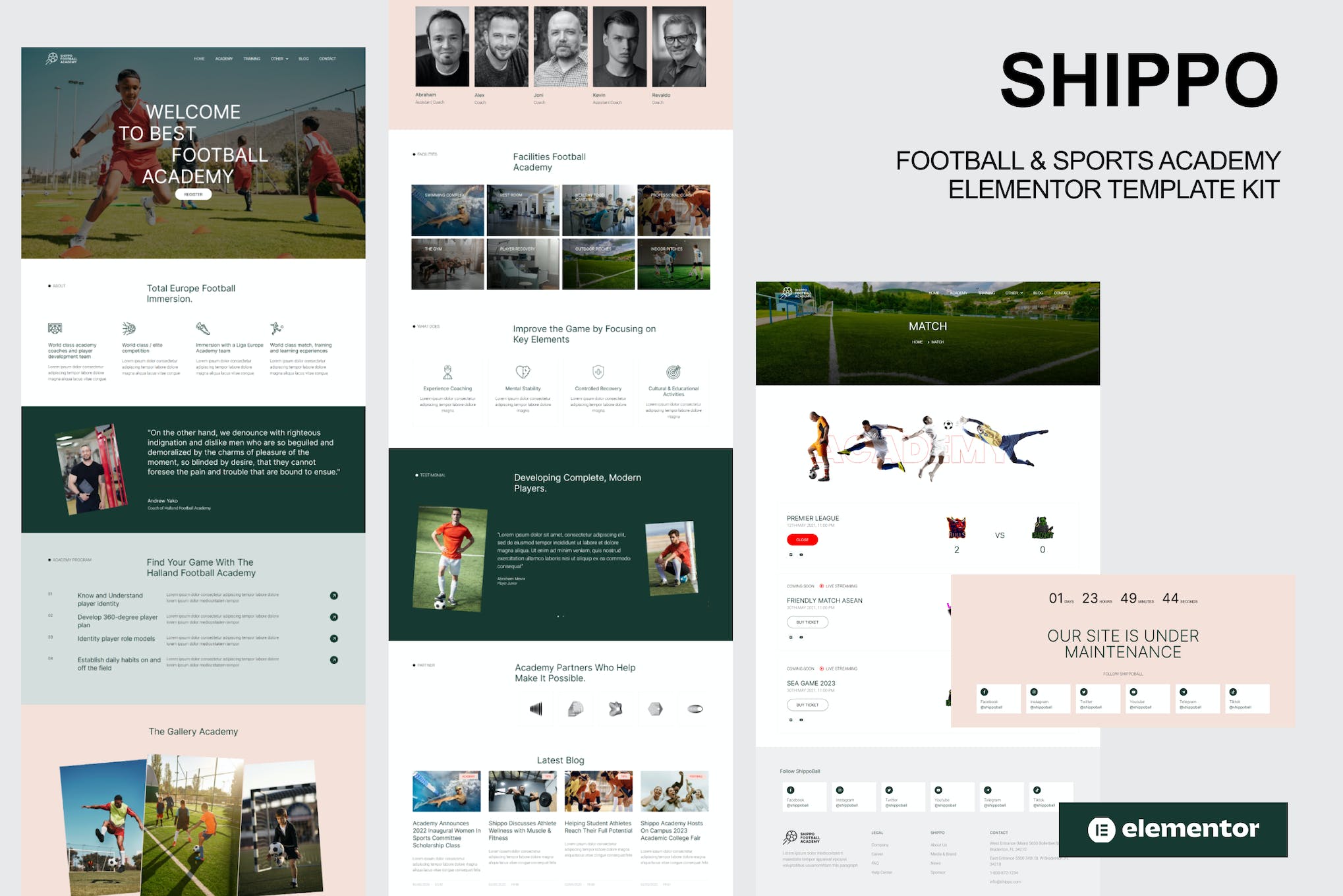 Shippo – Football & Sports Academy Elementor Template Kit