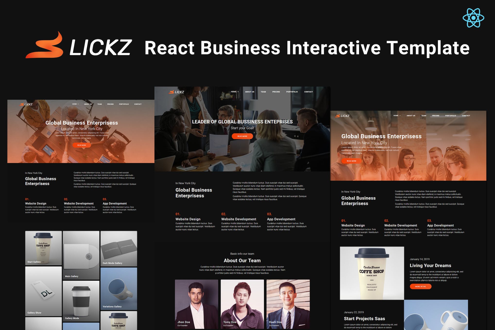 Slickz – React Business Interactive Template