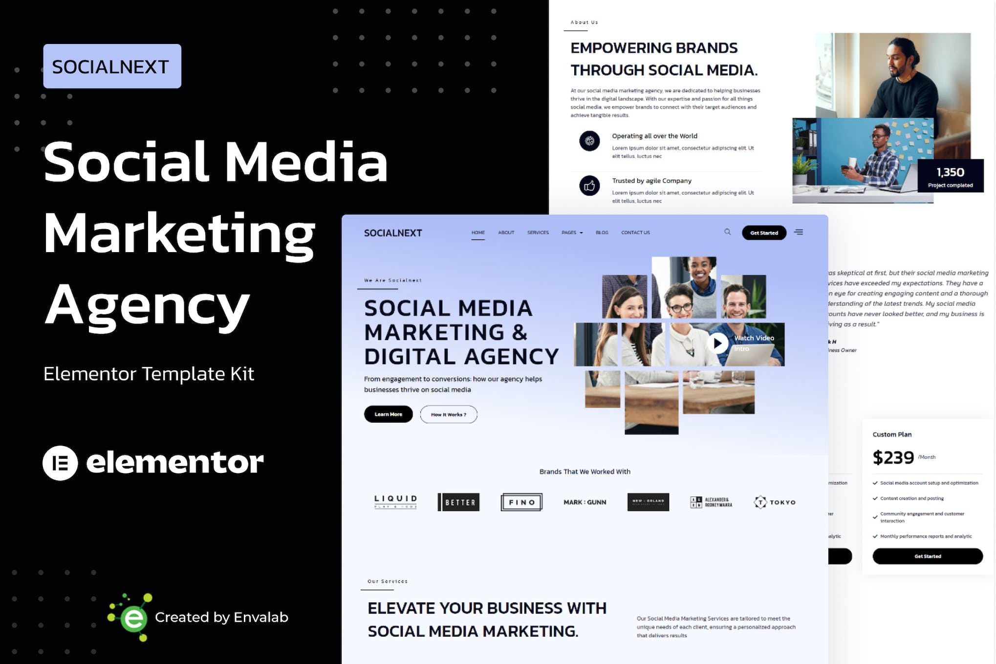 Socialnext – Social Media Marketing Agency Elementor Template Kit