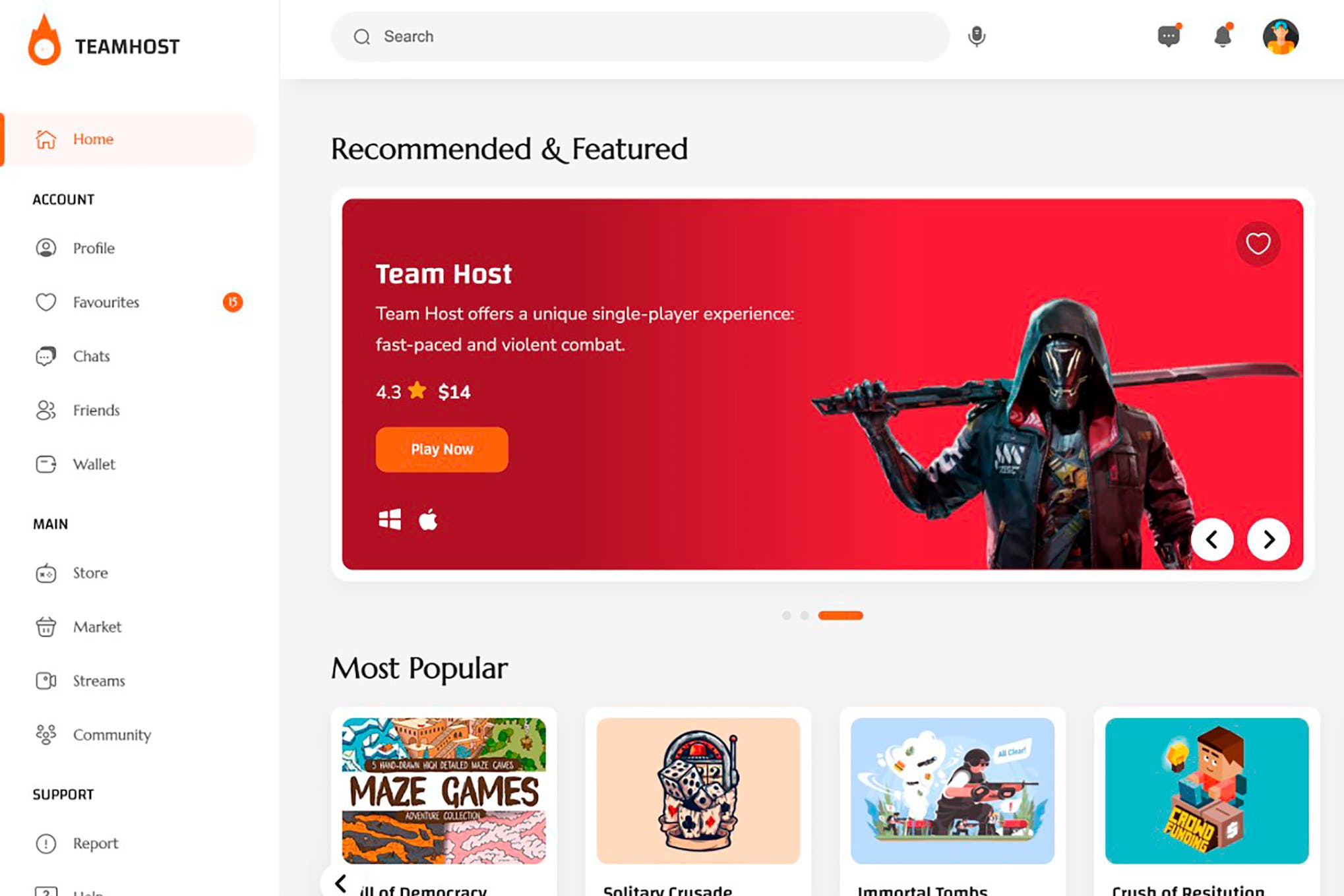 TeamHost – Gaming Community HTML