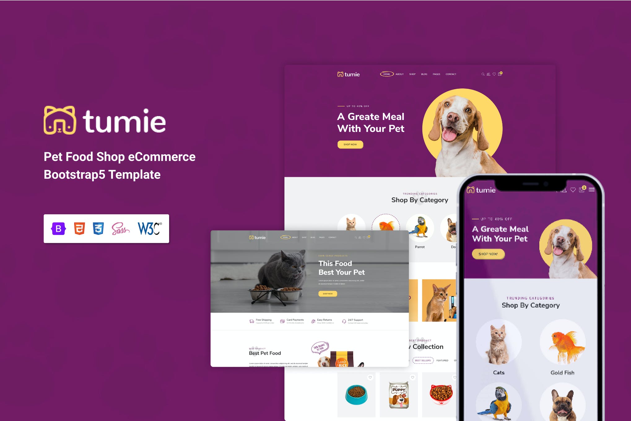 Tuime – Animal Food Website Template