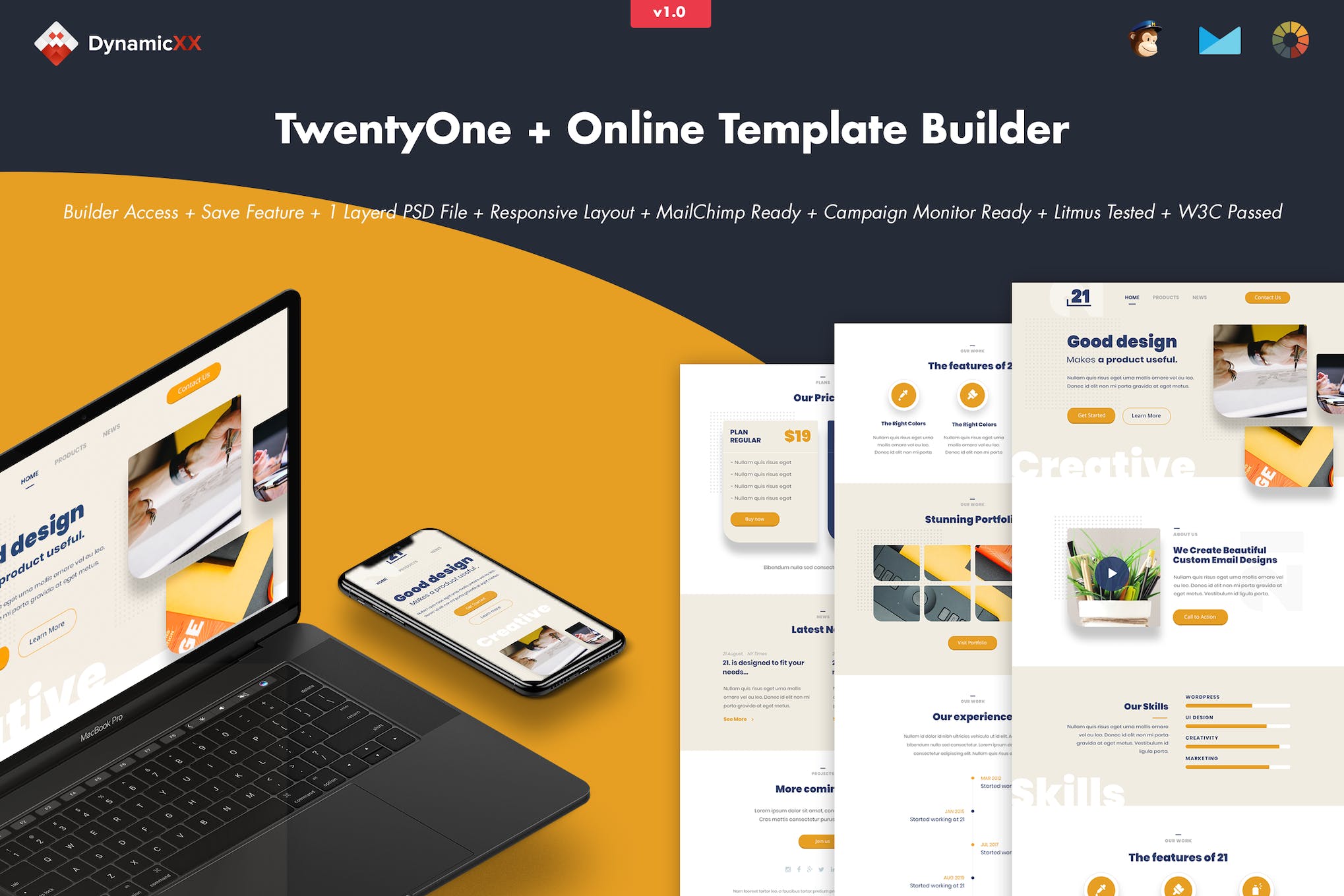 TwentyOne – Creative Portfolio Email + Builder