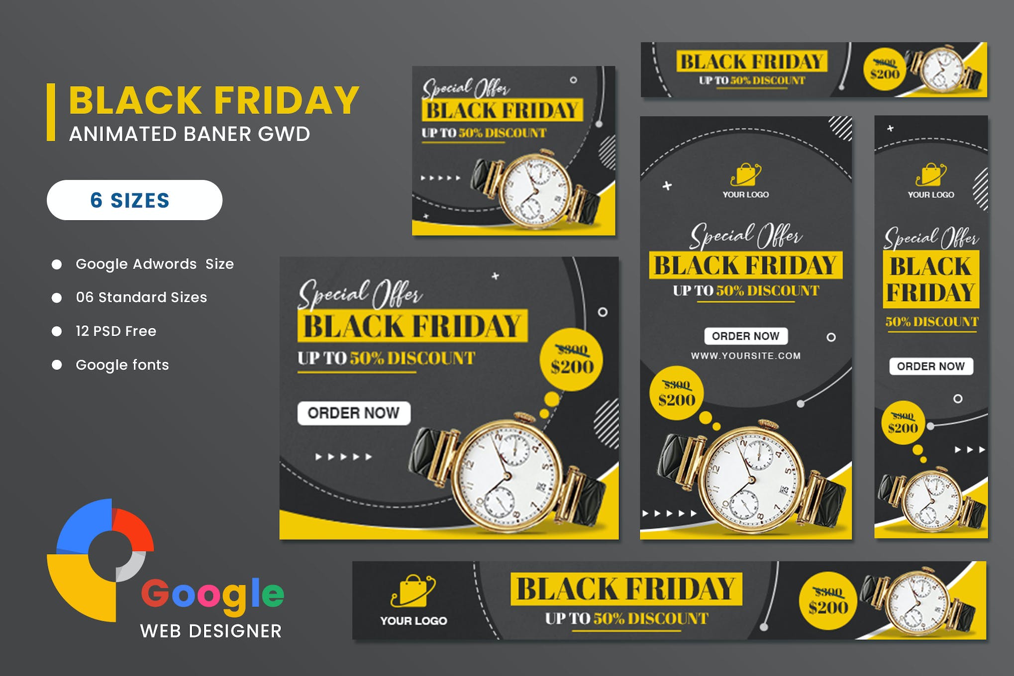 Watch Sale Black Friday HTML5 Banner Ads GWD