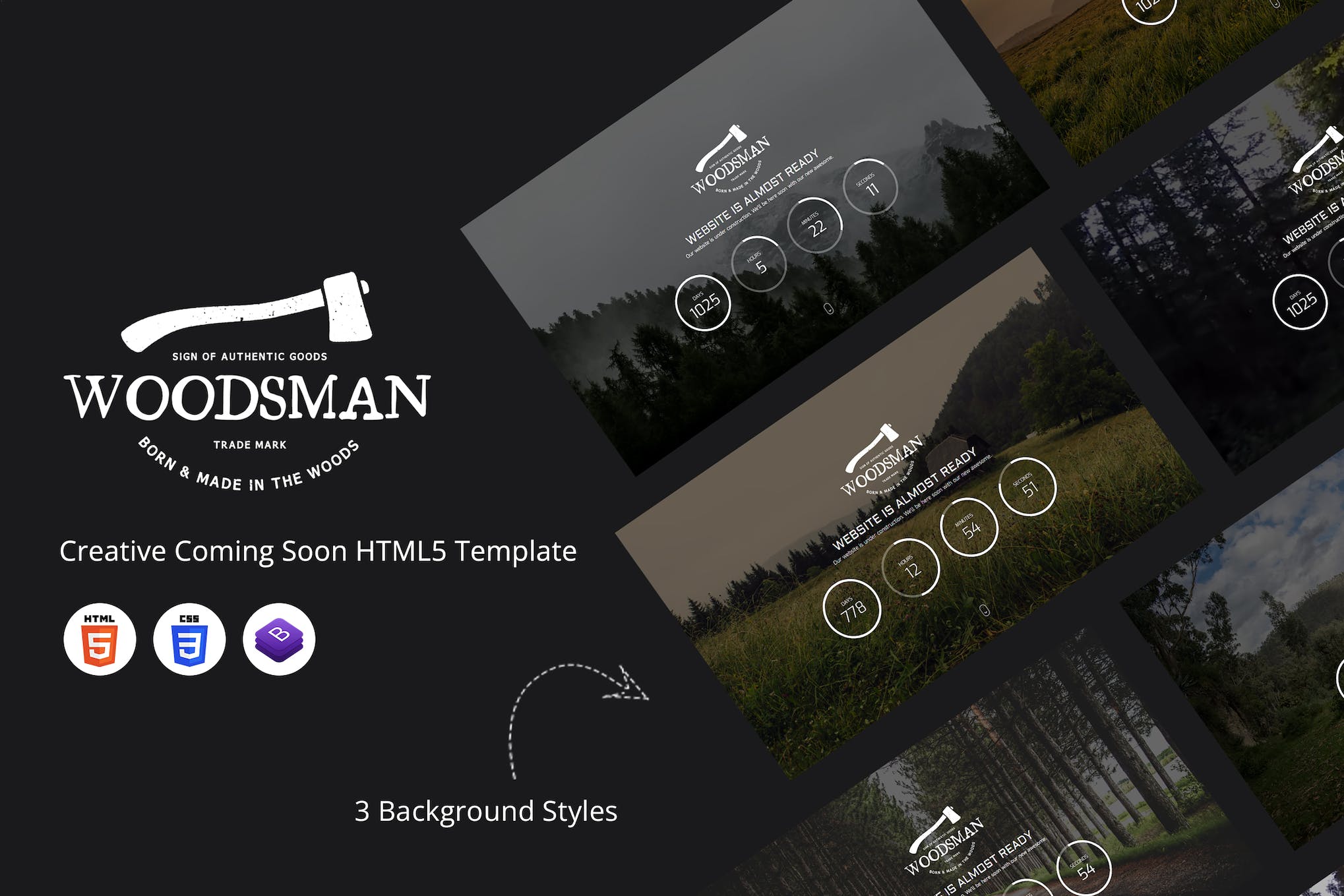 Woodsman – Creative Coming Soon HTML5 Template