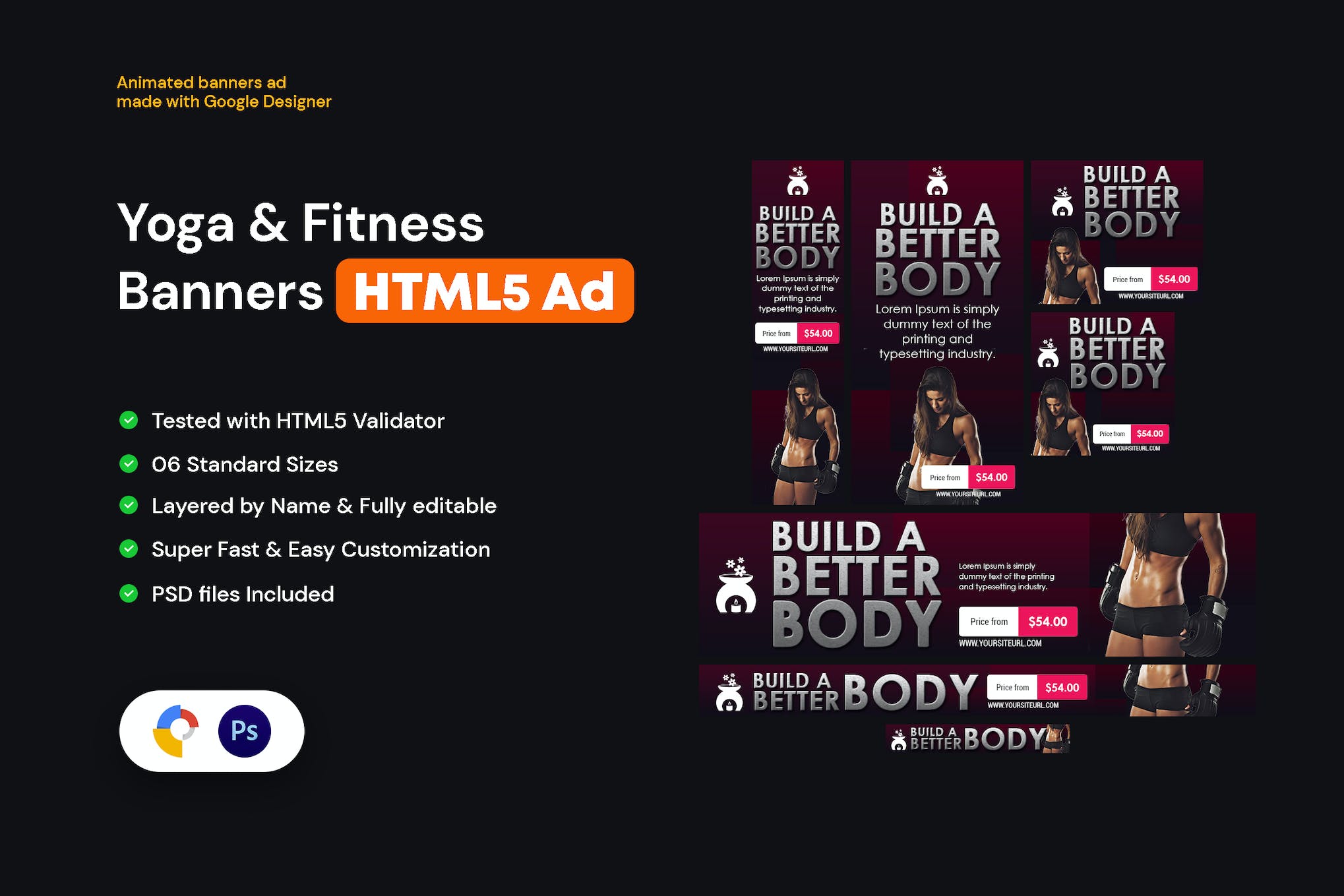 Yoga & Fitness Banners HTML5