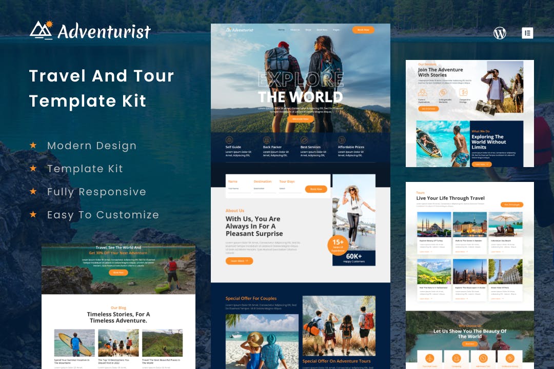 Adventurist –  Travel & Tourism Agency Elementor Template Kit