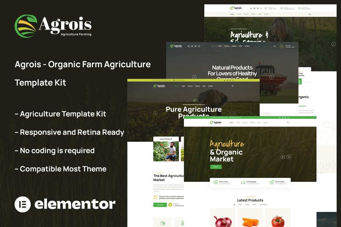 Agrois – Organic Farm Agriculture Template Kit