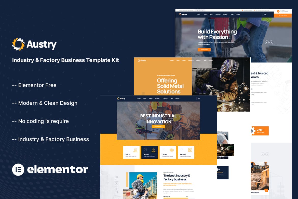 Austry – Industry & Factory Business Elementor Template Kit