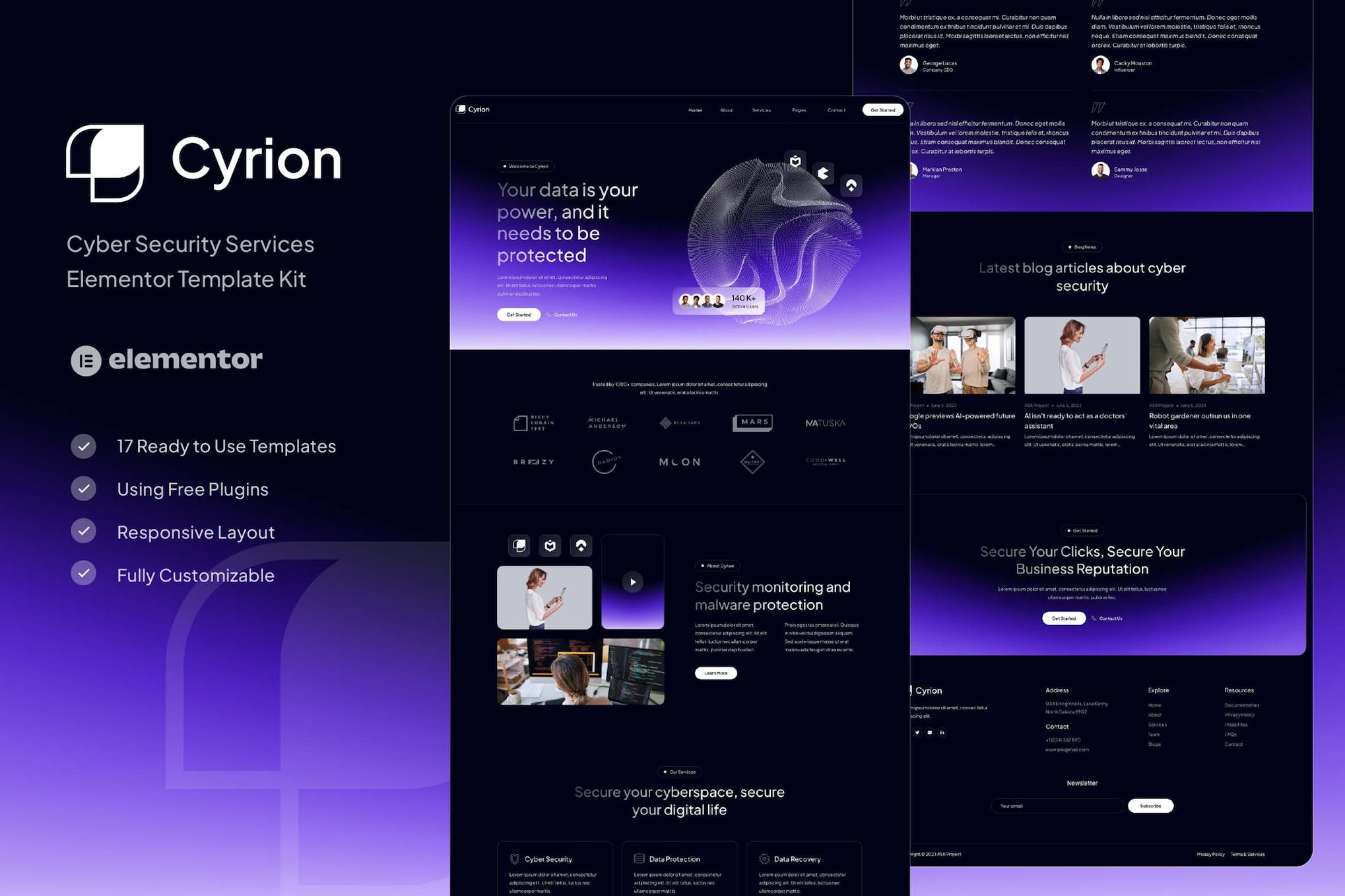 Cyrion – Cyber Security Services Elementor Template Kit