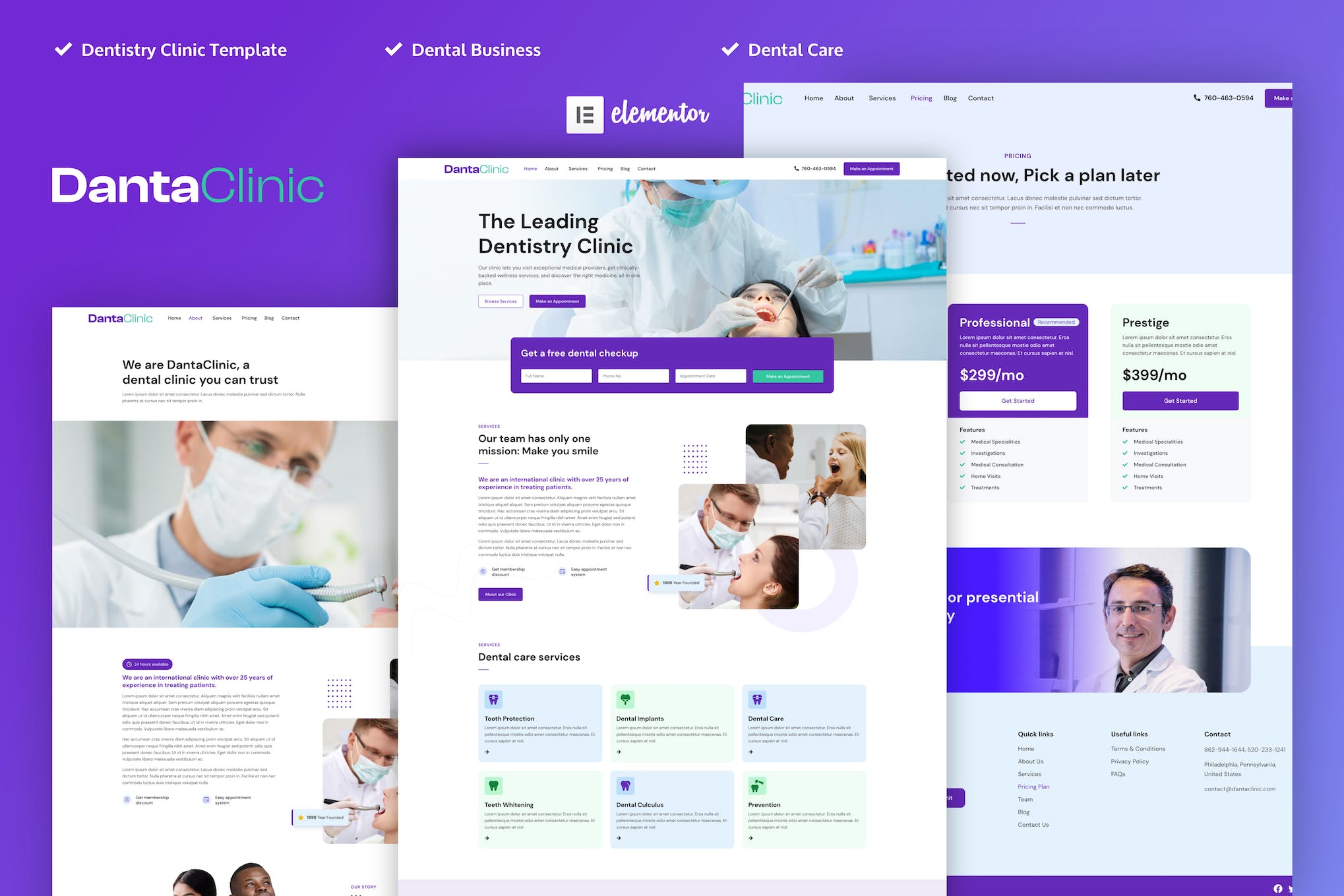 Danta Clinic – Dentist & Dental Clinic Elementor Pro Template Kit