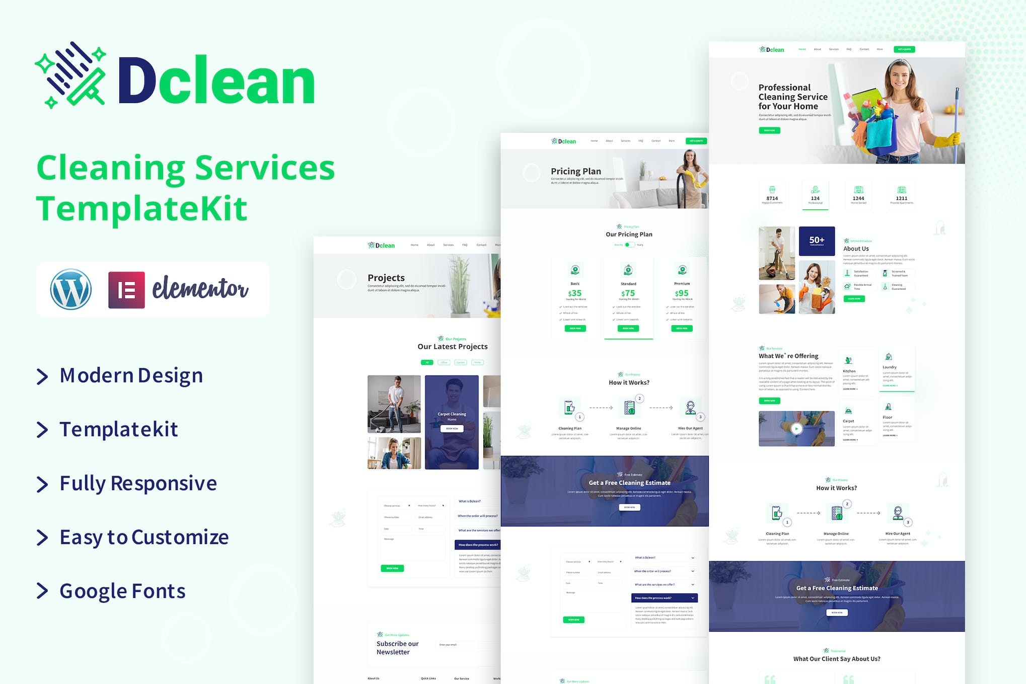 Dclean | Cleaning Services Elementor Template Kit