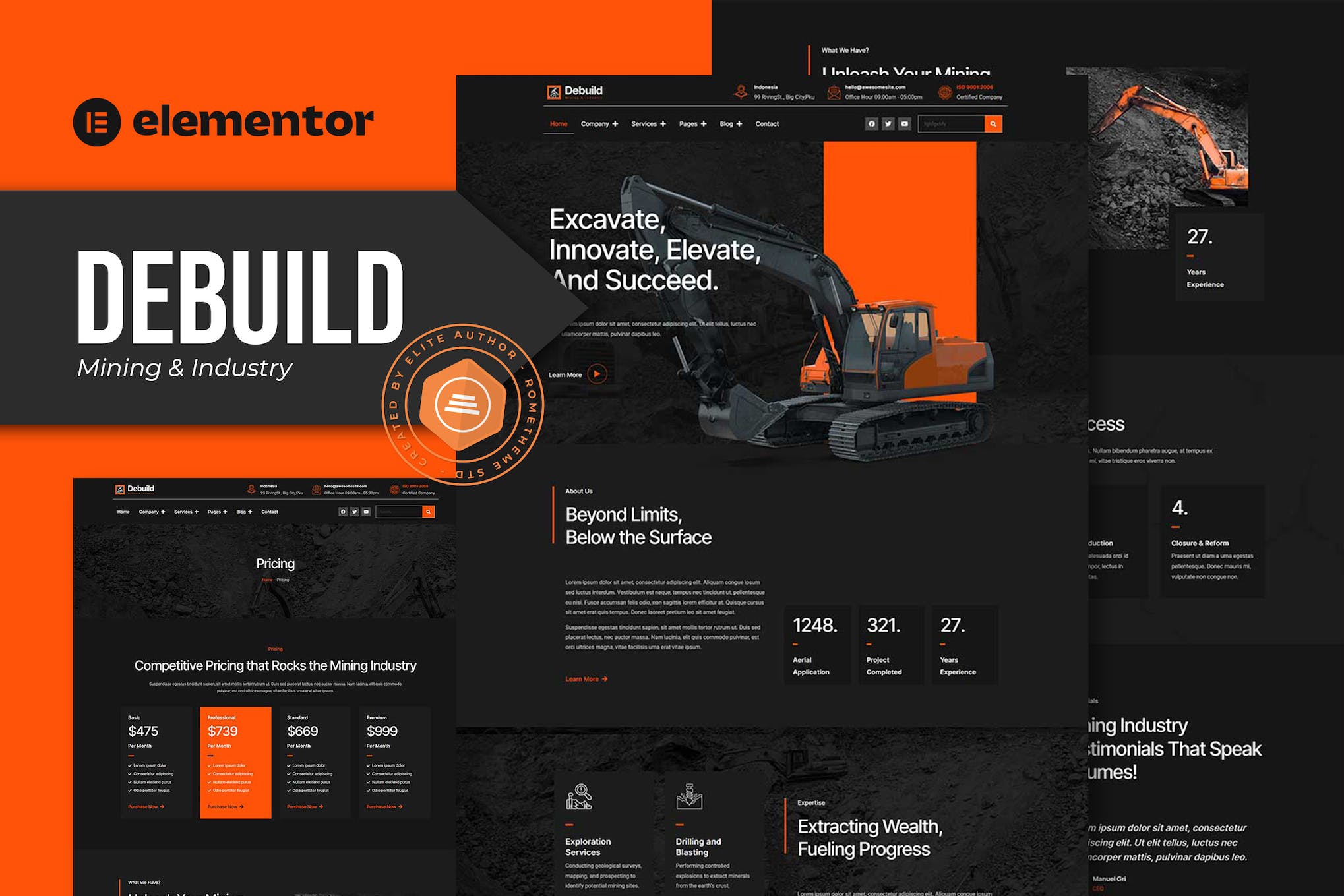 Debuild – Mining & Industry Elementor Pro Template Kit