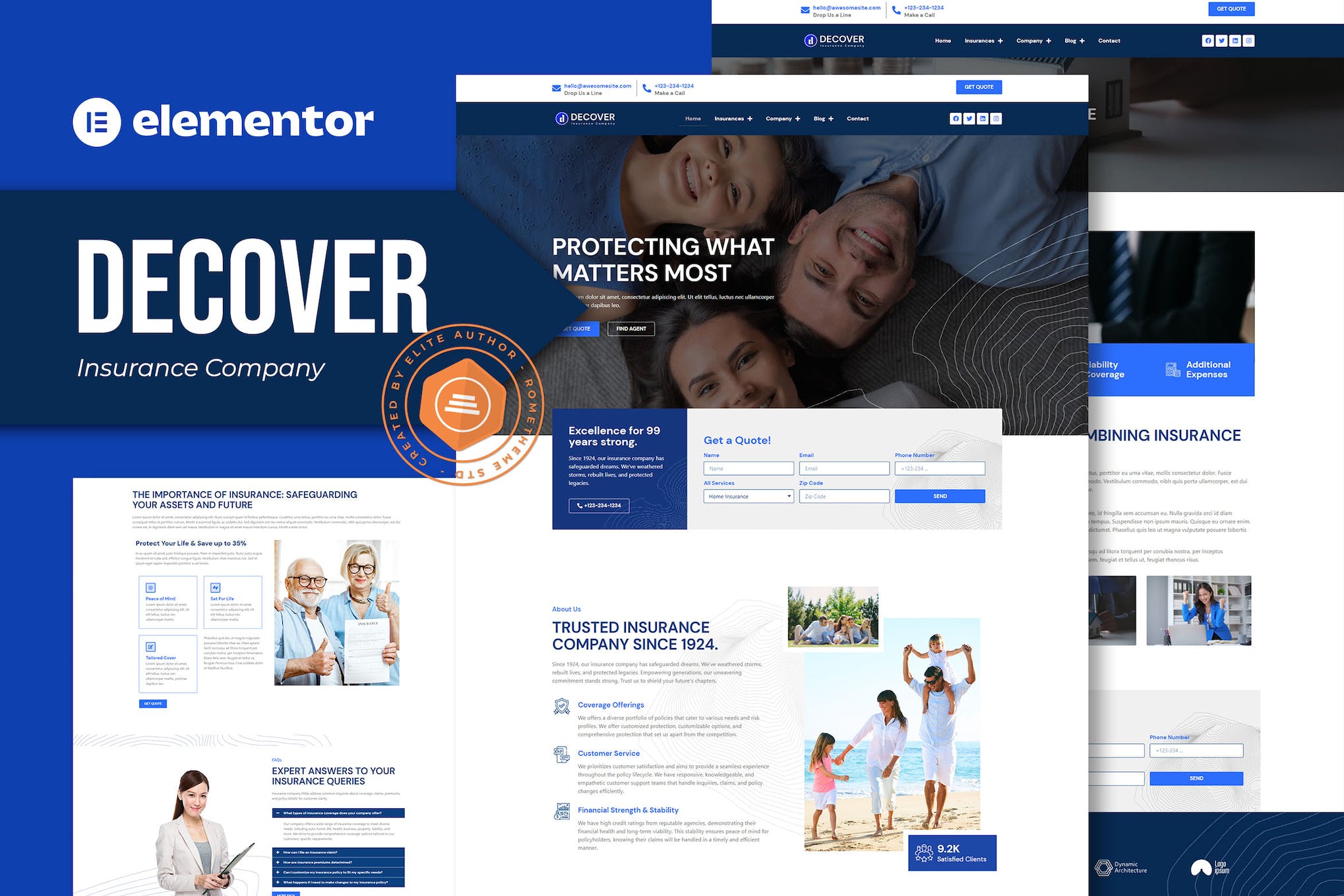 Decover – Insurance Company Elementor Pro Template Kit