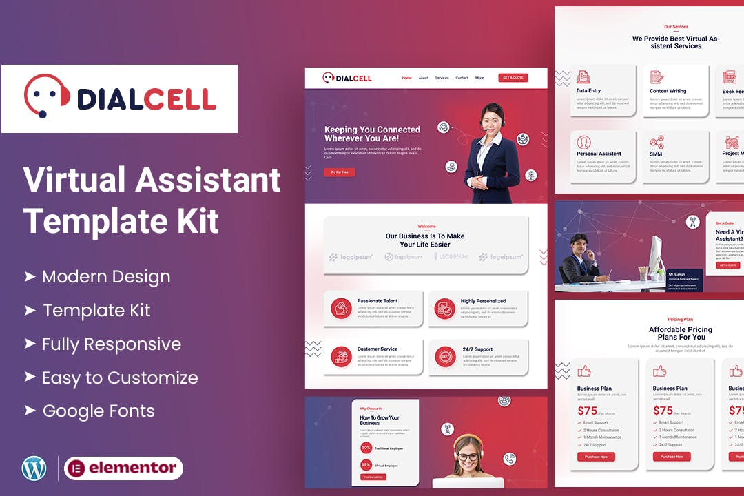 DialCell – Call Center Services & Telemarketing Elementor Template Kit