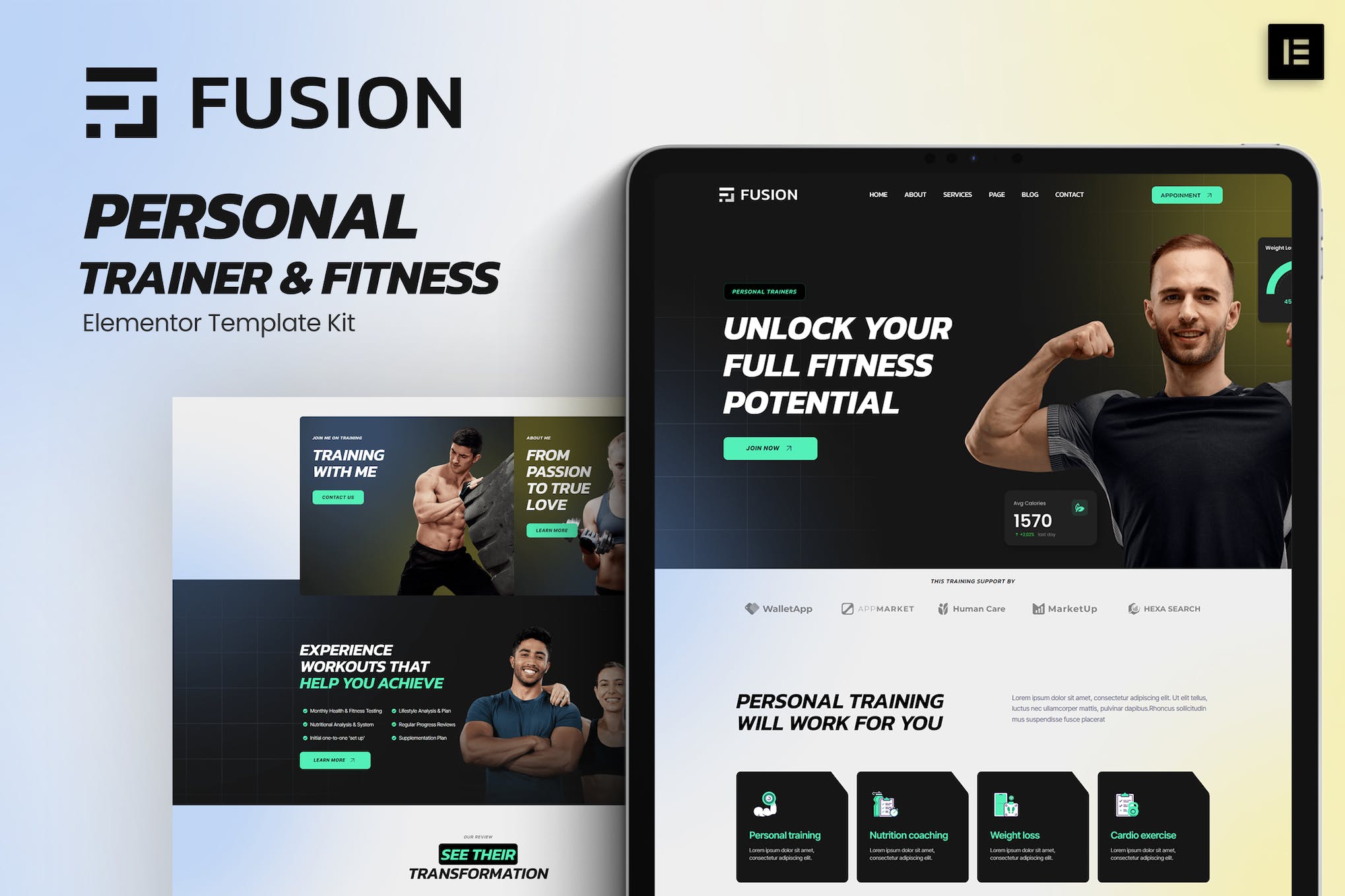 Fusion – Personal Trainer & Fitness Elementor Template Kit