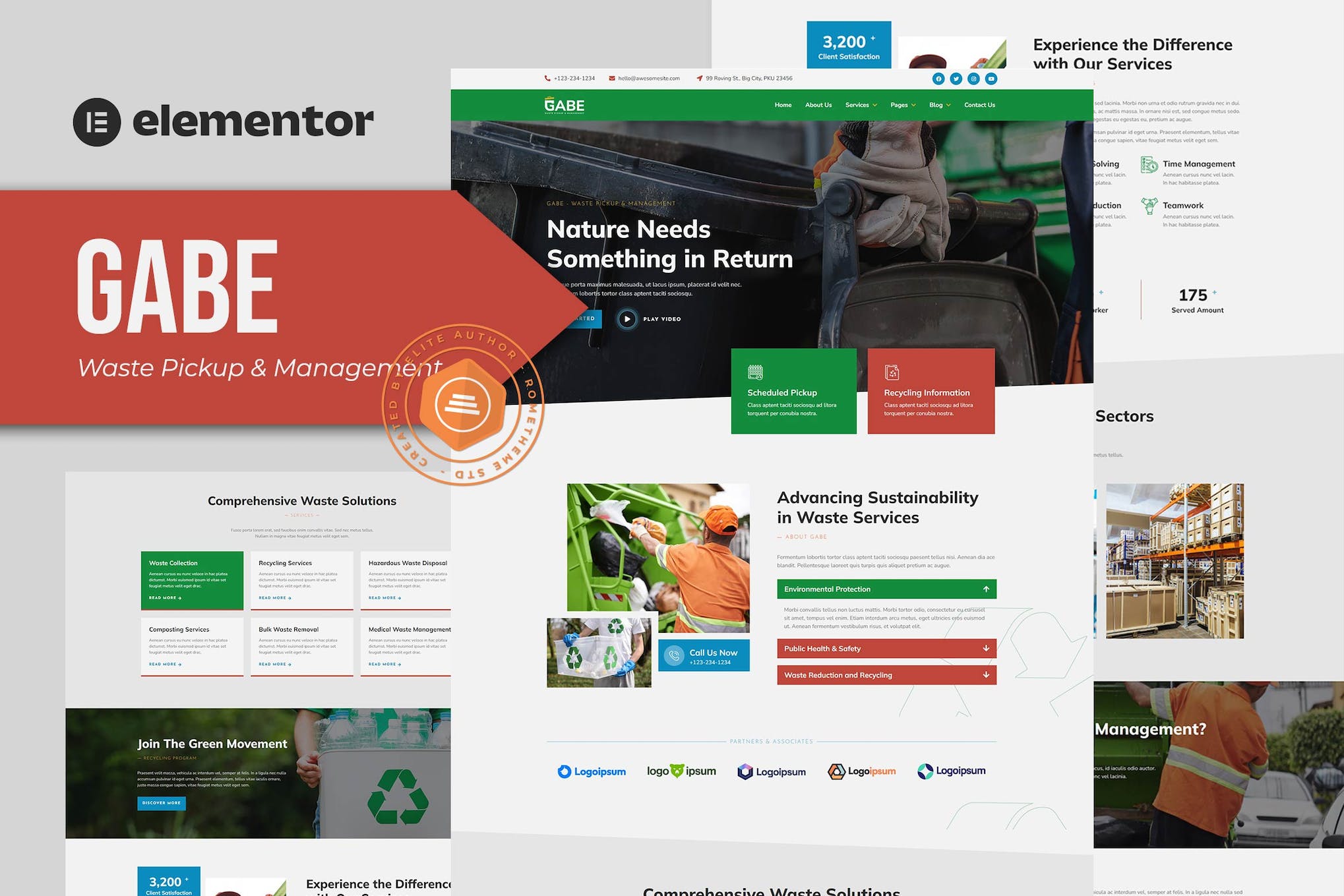 Gabe – Waste Pickup & Management Elementor Template Kit