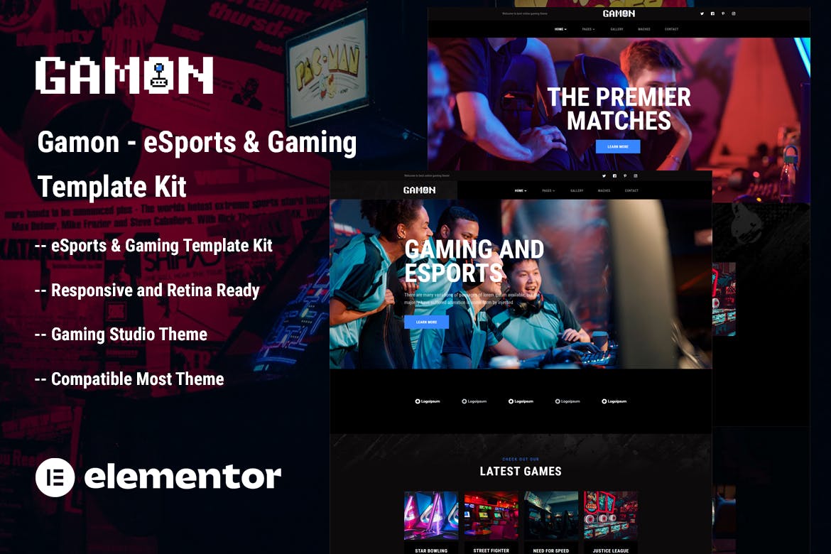 Gamon – eSports & Gaming Elementor Template Kit