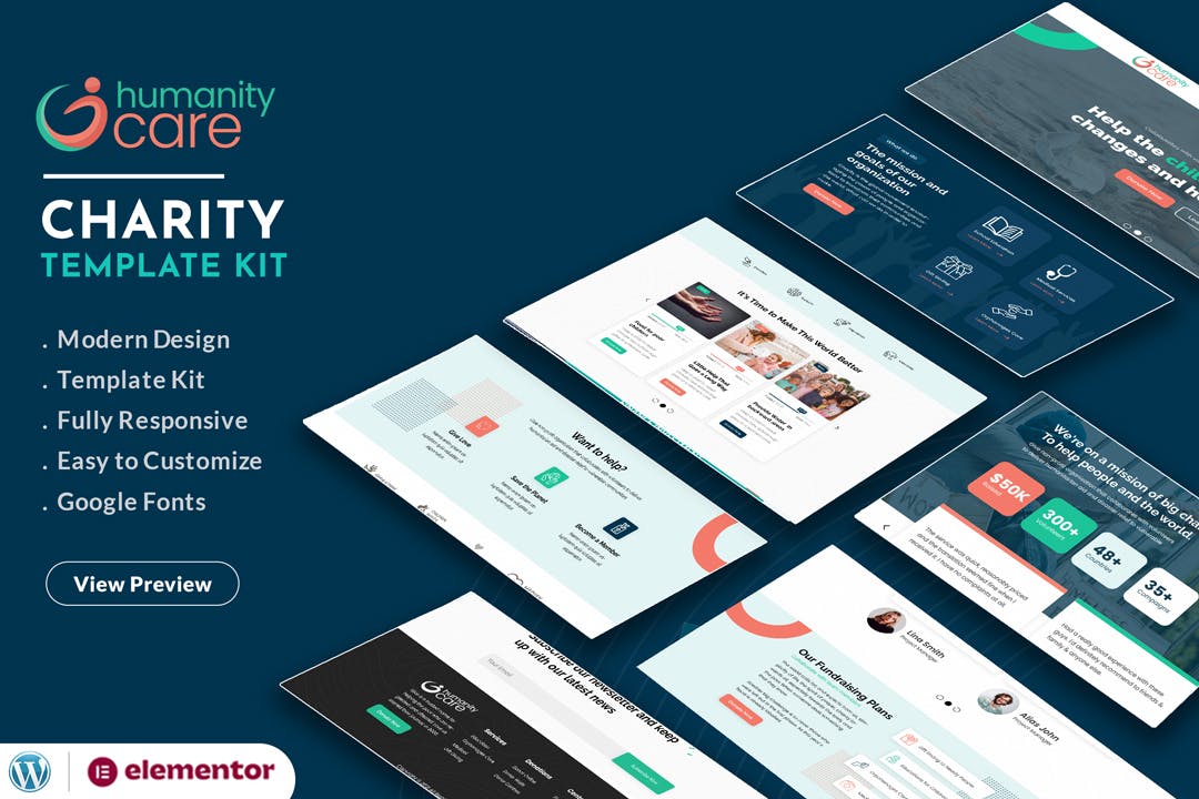 Humanity Care – Nonprofit Charity & Donation Elementor Template