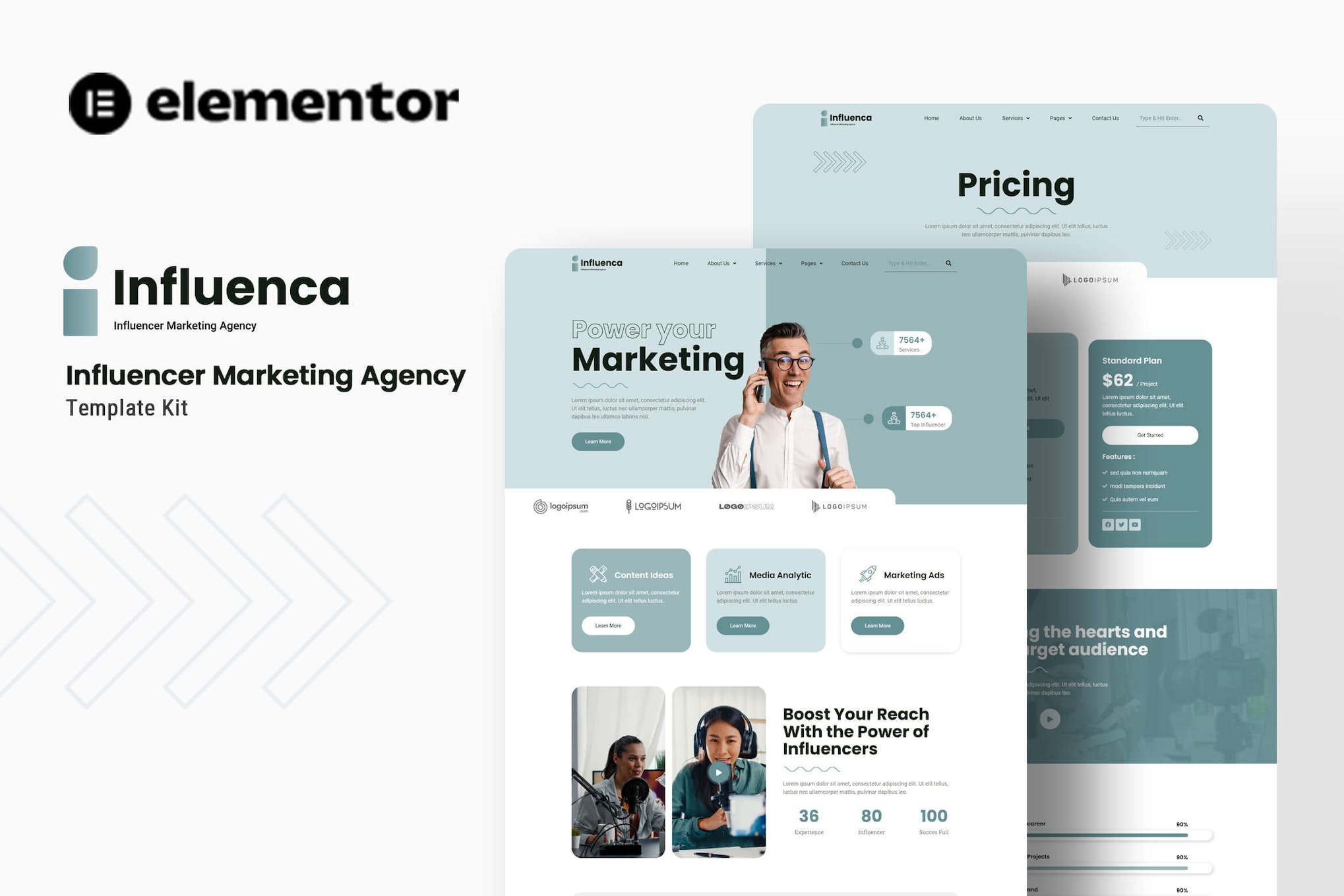 Influenca – Influencer Marketing Agency Elementor Template Kit